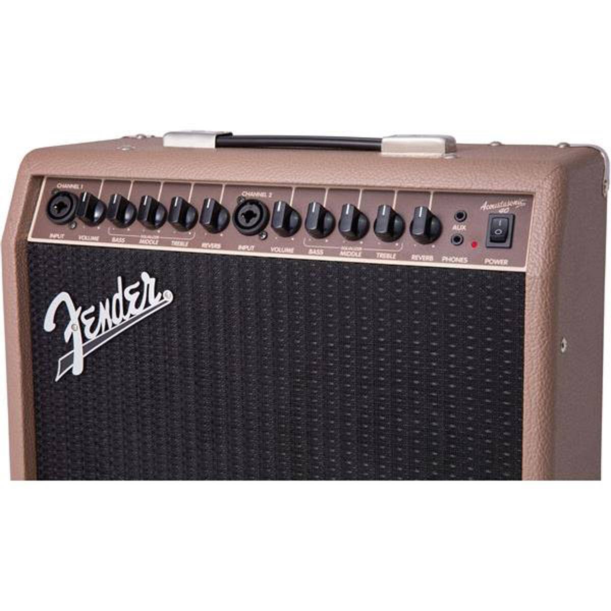 CHANNEL 1  
INPUT  
VOLUME  
BASS  
MIDDLE  
TREBLE  
REVERB  
PHONES  
POWER  

CHANNEL 2  
INPUT  
VOLUME  
BASS  
MIDDLE  
TREBLE  
REVERB  
PHONES  

AUX  
ALIX  

Fender