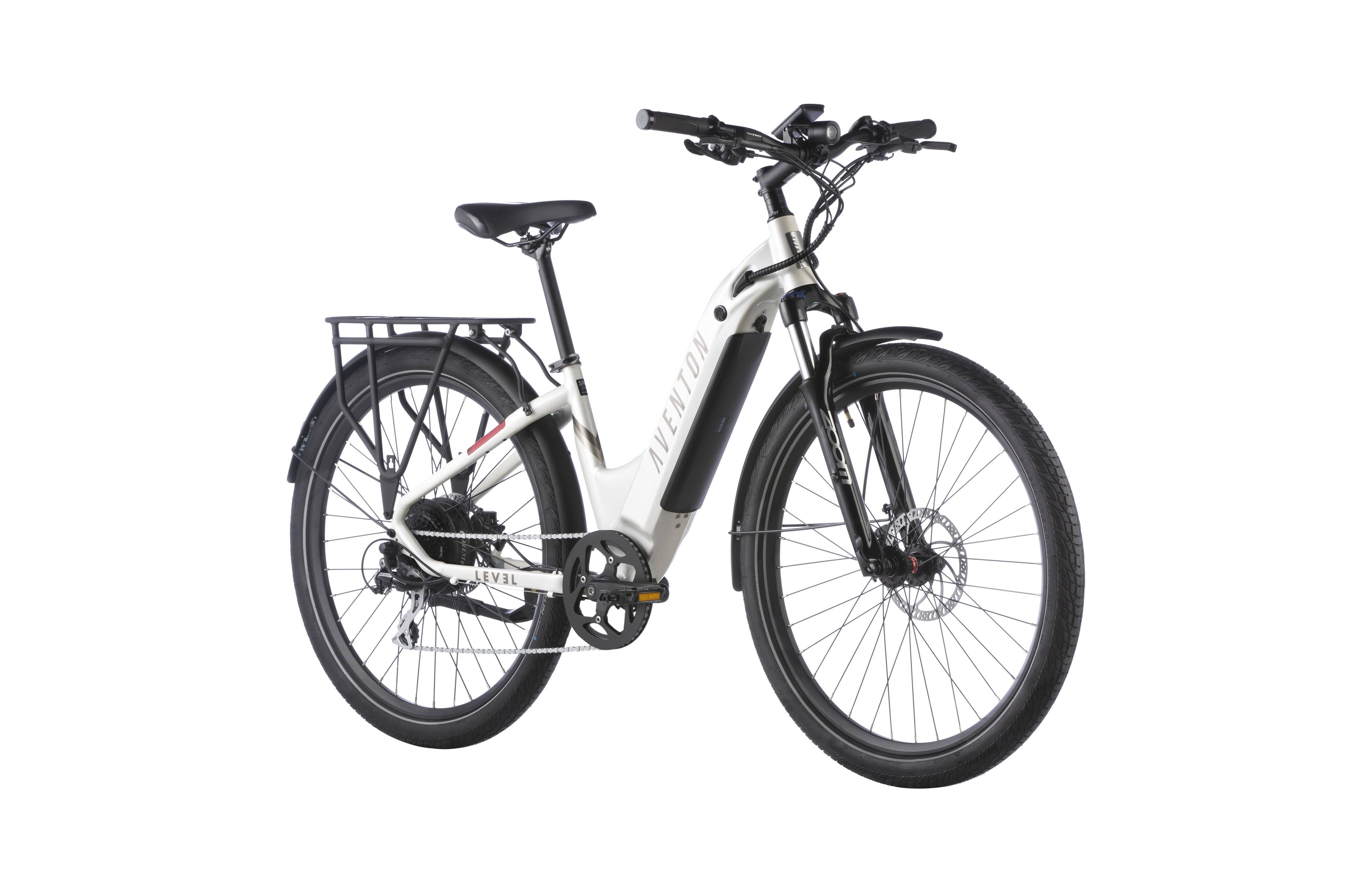 Angle. Aventon - Level.2 Commuter Step-Through eBike w/ up to 60 miles Max Operating Range and 28 MPH Max Speed - Polar White.