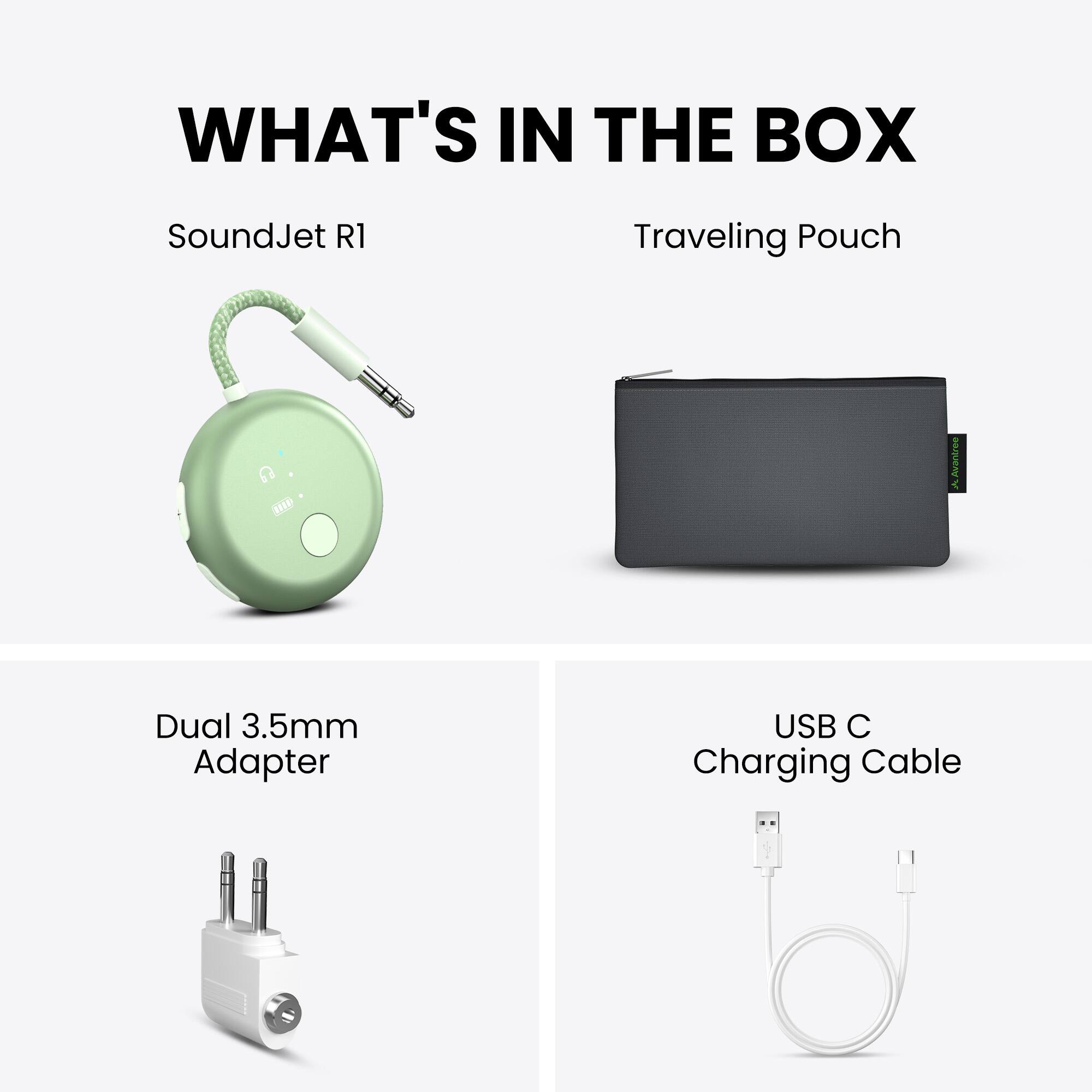 Alt View 4. Avantree - SoundJet R1 – 25Hr Airplane Bluetooth Adapter for All AirPods (Pro/Max).