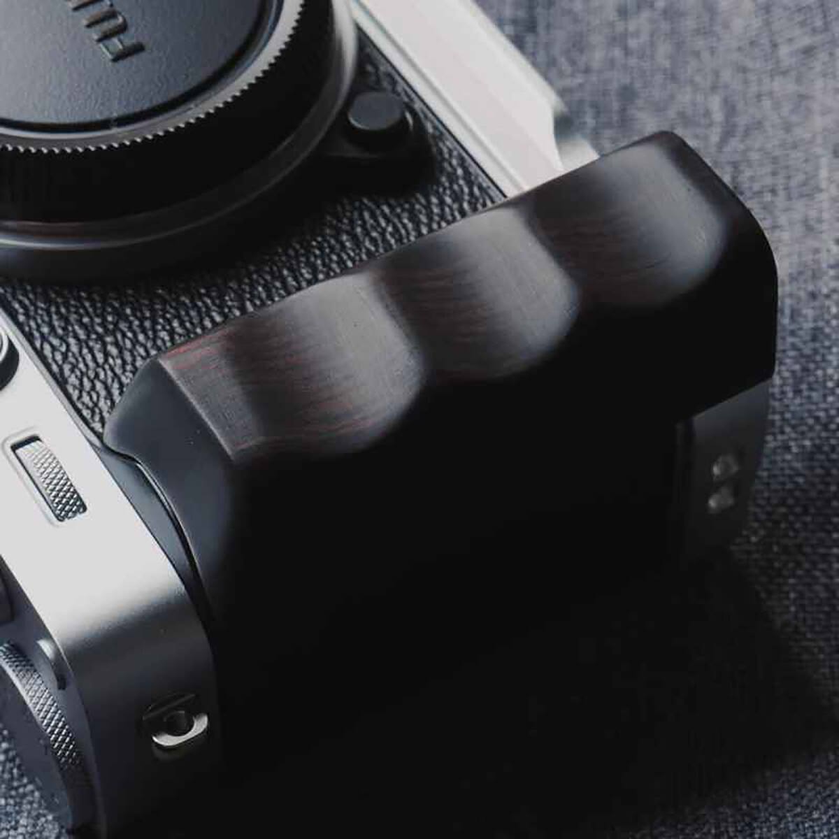 Alt View 3. Tilta - Tilta Mounting Baseplate with Wooden Grip for Fujifilm X-E5, Silver.