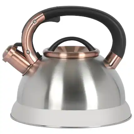 Front. Mr. Coffee - Mr. Coffee Flintshire 2.2 Quart Stainless Steel Whistling Tea Kettle W/ Nylon Handle in Silver - Silver.