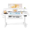 Front. GTPlayer - 48 x 24 IN Electric Standing Desk with Drawers Sit Stand up Desk,White - White.