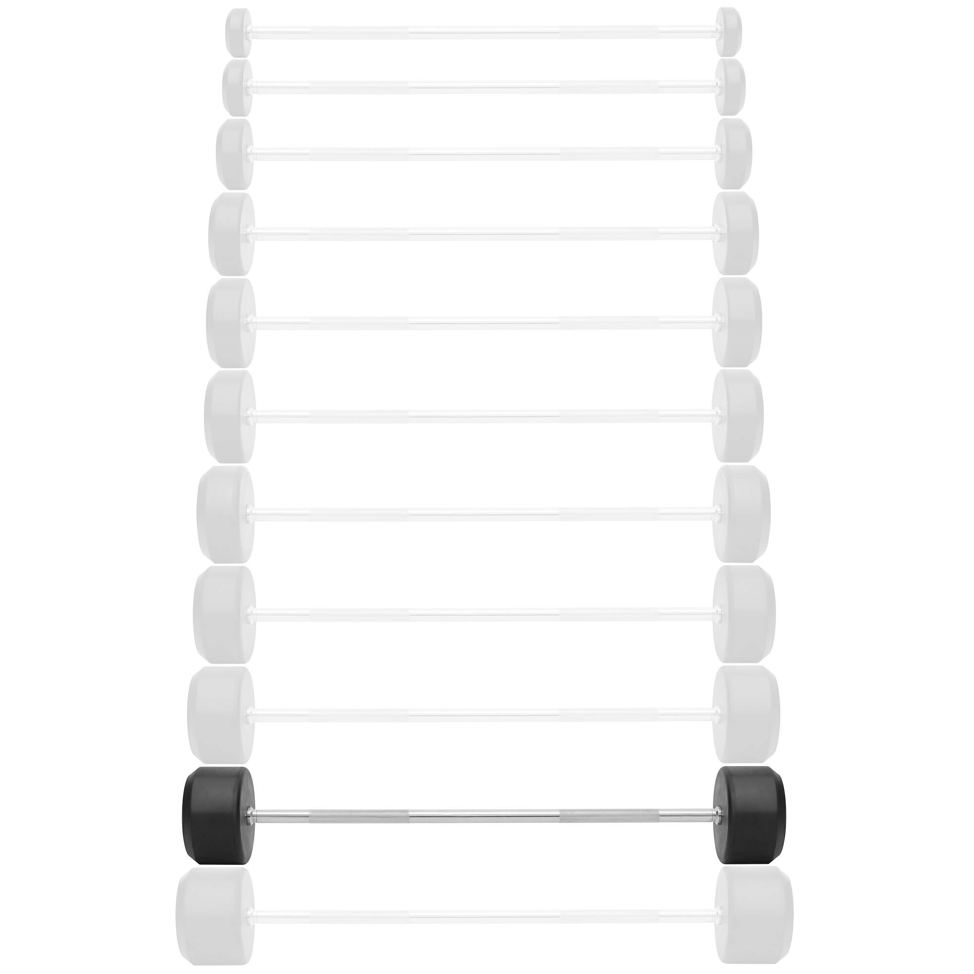 Alt View 1. Philosophy Gym - Rubber Fixed Barbell - Pre-Loaded Weight Straight Bar Weightlifting - Black.