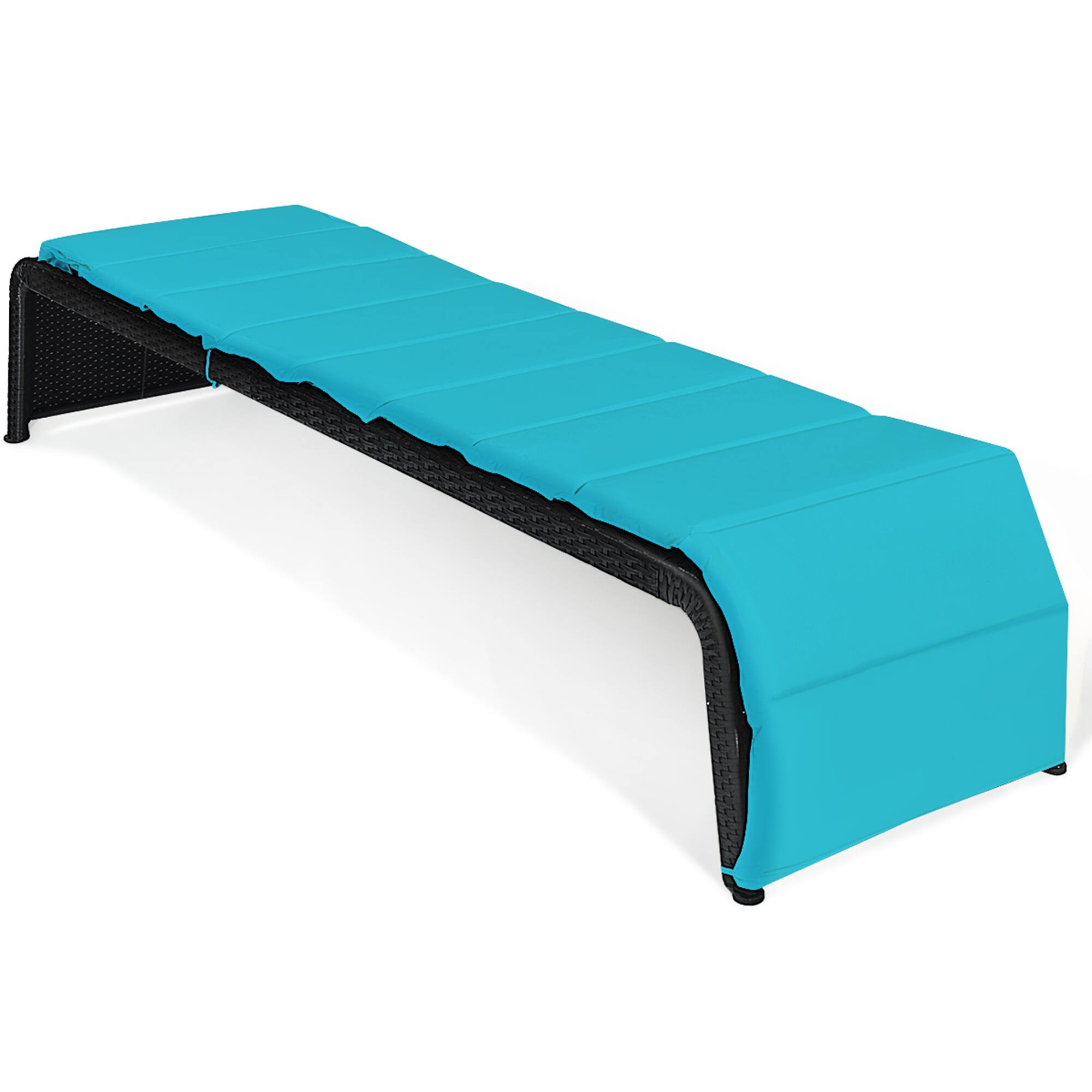 Alt View 4. Gymax - Gymax Adjustable Rattan Patio Recliner Chaise Lounge Chair w/ Turquoise Cushion - Turquoise.