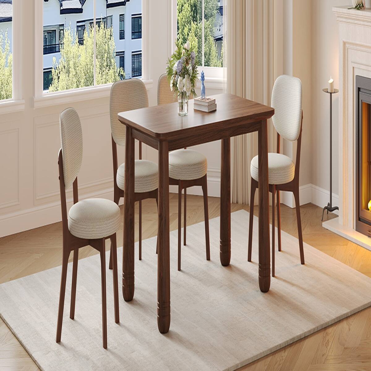 Alt View 10. Loheer - Loheer 63 inch solid wood dining table, walnut finish, rectangular kitchen dining table - Walnut.