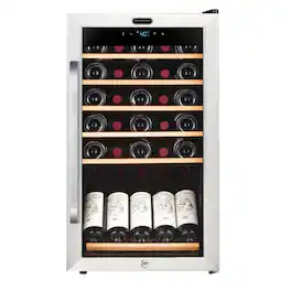 Whynter - 34 Bottle Freestanding Wine Refrigerator with Display Shelf - Stainless Steel