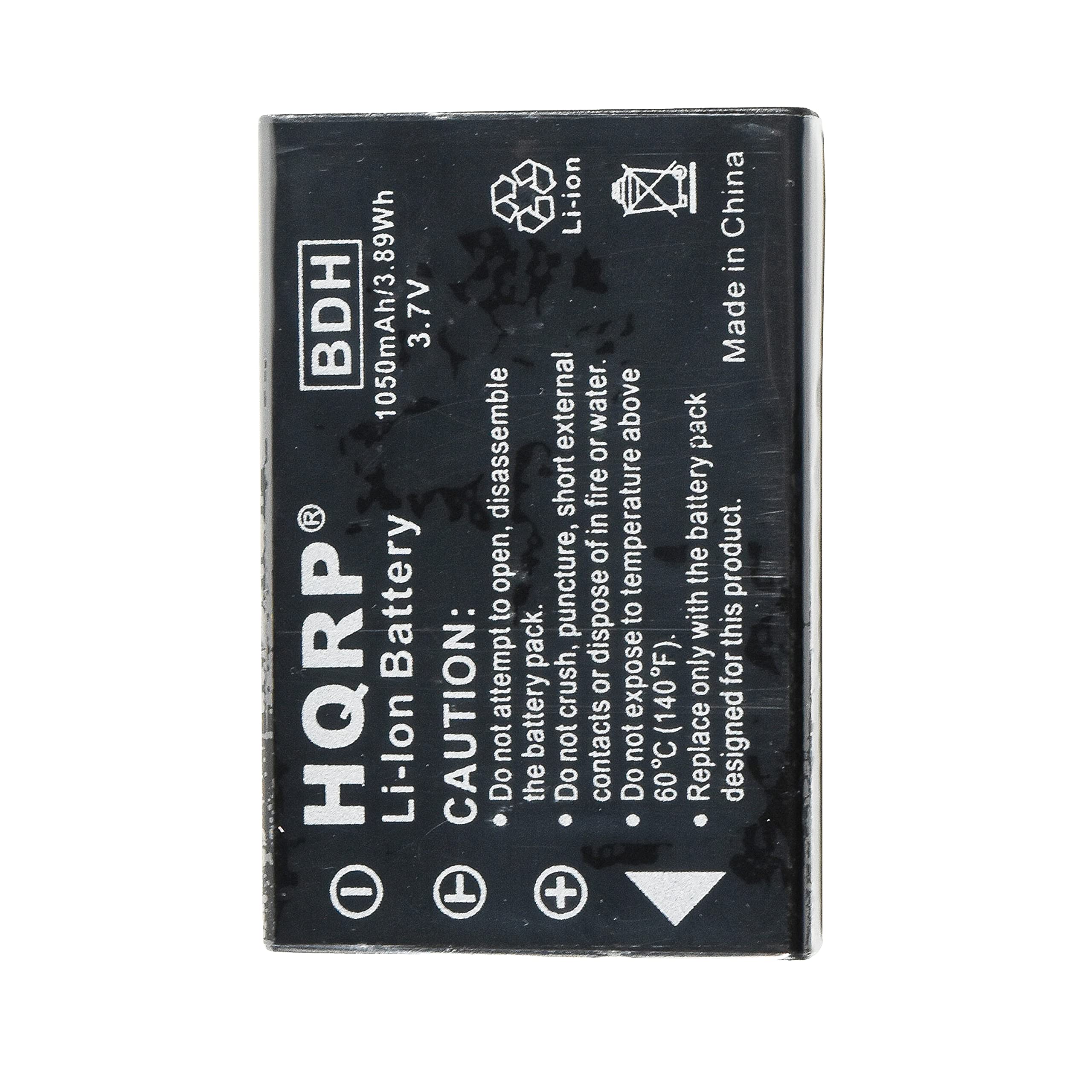 Li-ion China in BDH 1050mAh/3.89Wh 3.7V external water. Made in China. CAUTION: Do not attempt to open, disassemble or pack short fire battery. Do not expose to temperature above 60°C (140°F). Do not crush, puncture or dispose with this product. Designed for battery pack only.