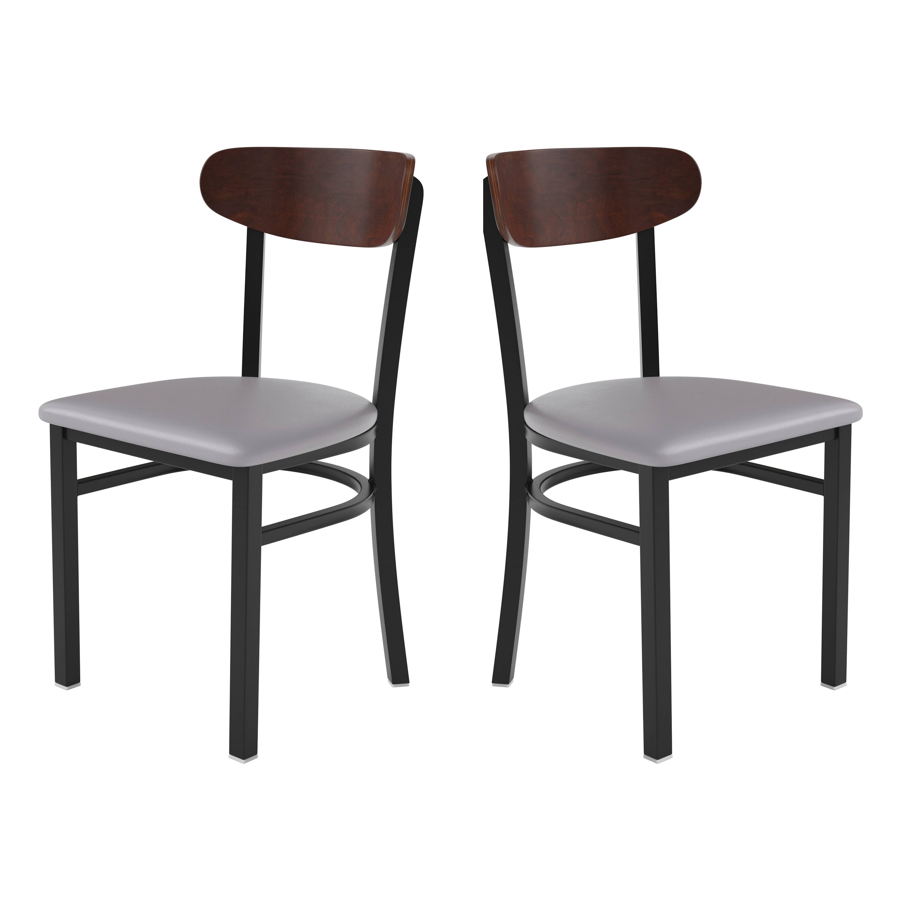 Walnut Wood Back/Gray Vinyl Seat