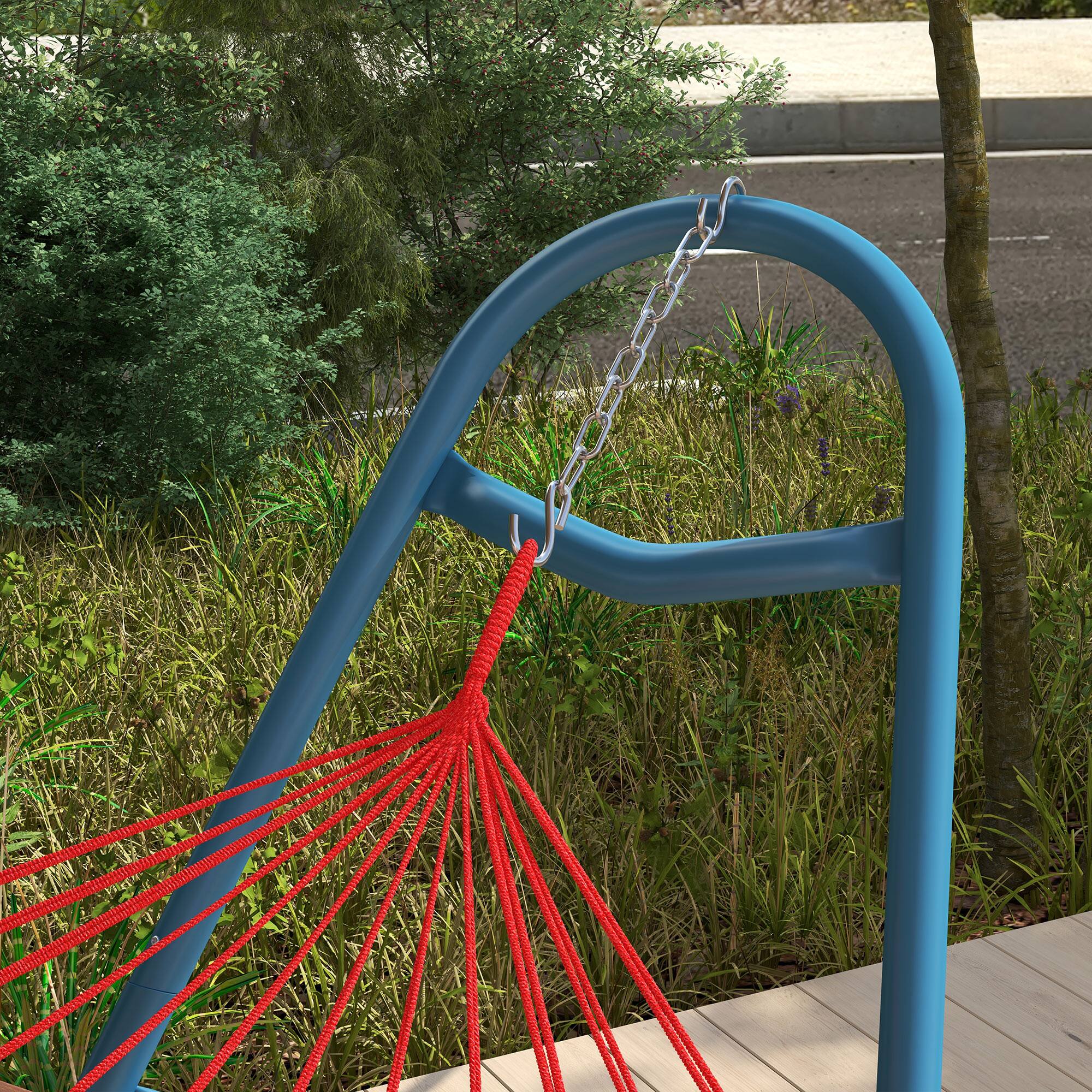 Alt View 4. Outsunny - Outsunny Hammock Stand for 2 Person, Portable Adjustable Steel Frame Hammock Stand with Weather Resistant Finish - Blue.