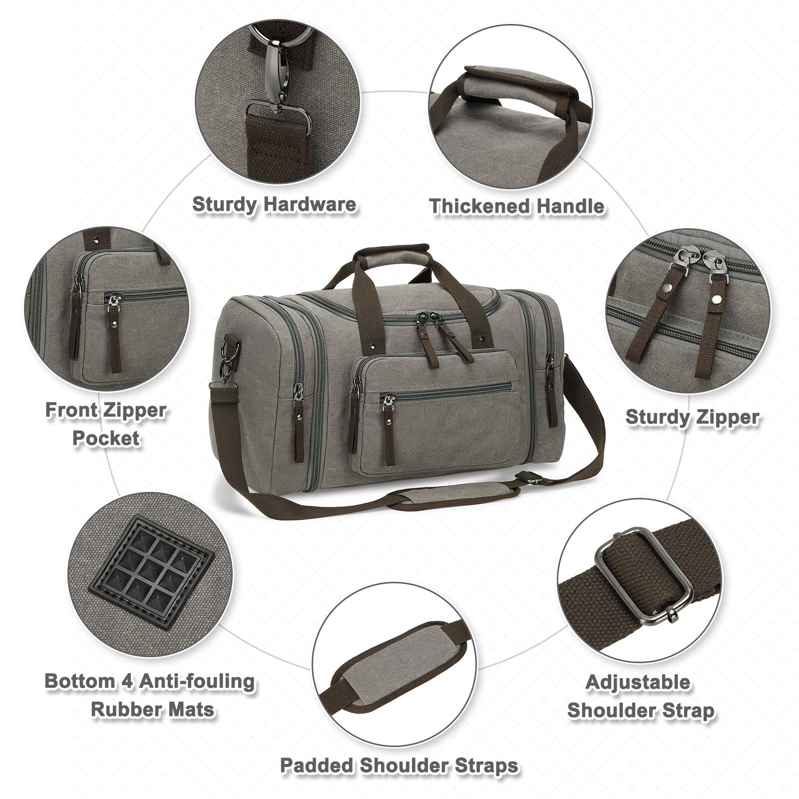 - Sturdy Hardware
- Thickened Handle
- Front Zipper Pocket
- Sturdy Zipper
- Bottom 4 Anti-fouling Rubber Mats
- Adjustable Shoulder Strap
- Padded Shoulder Straps