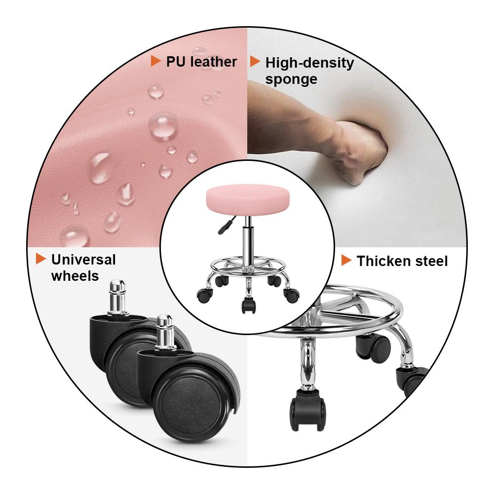 - PU leather
- High-density sponge
- Universal wheels
- Thicken steel