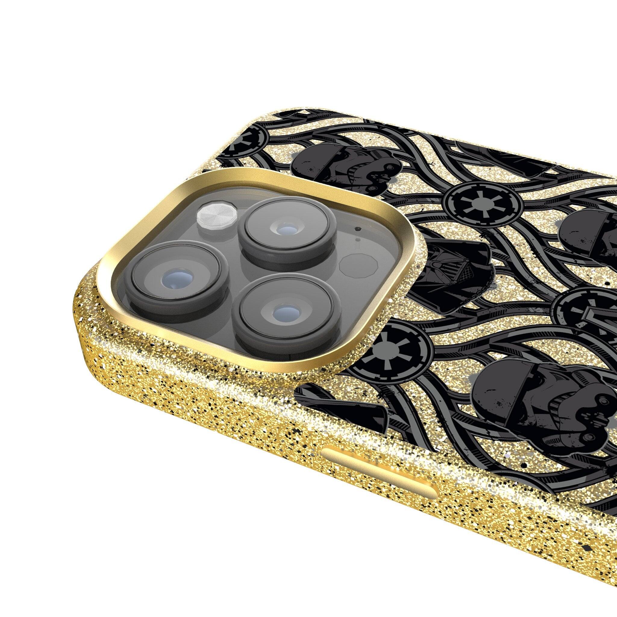 Back. Keyscaper - Star Wars: A New Hope Pattern Gold Bling Phone Case - Apple iPhone 16 Plus - Dark Side.