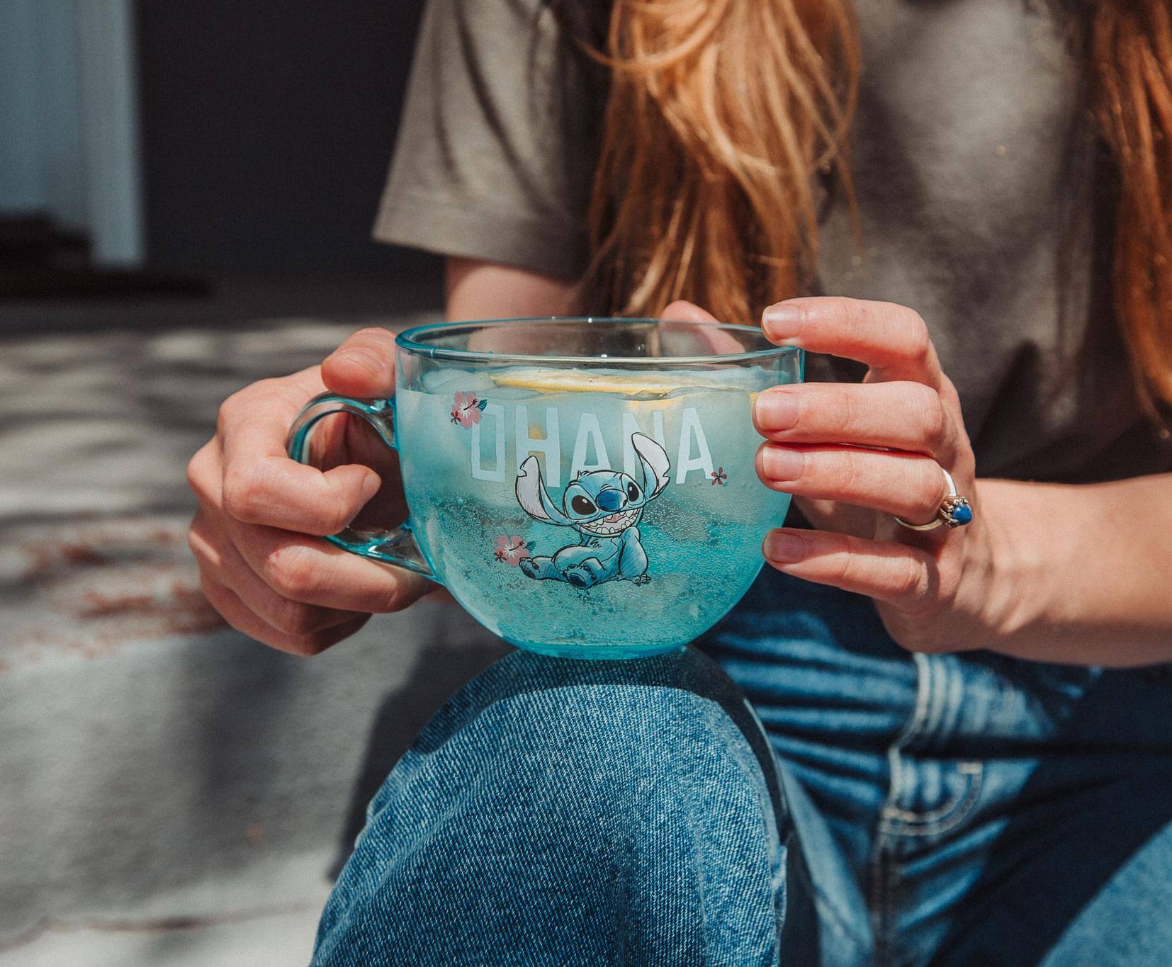 Alt View 1. Silver Buffalo - Disney Lilo & Stitch Ohana Glass Coffee Mug | Holds 16 Ounces - Blue.