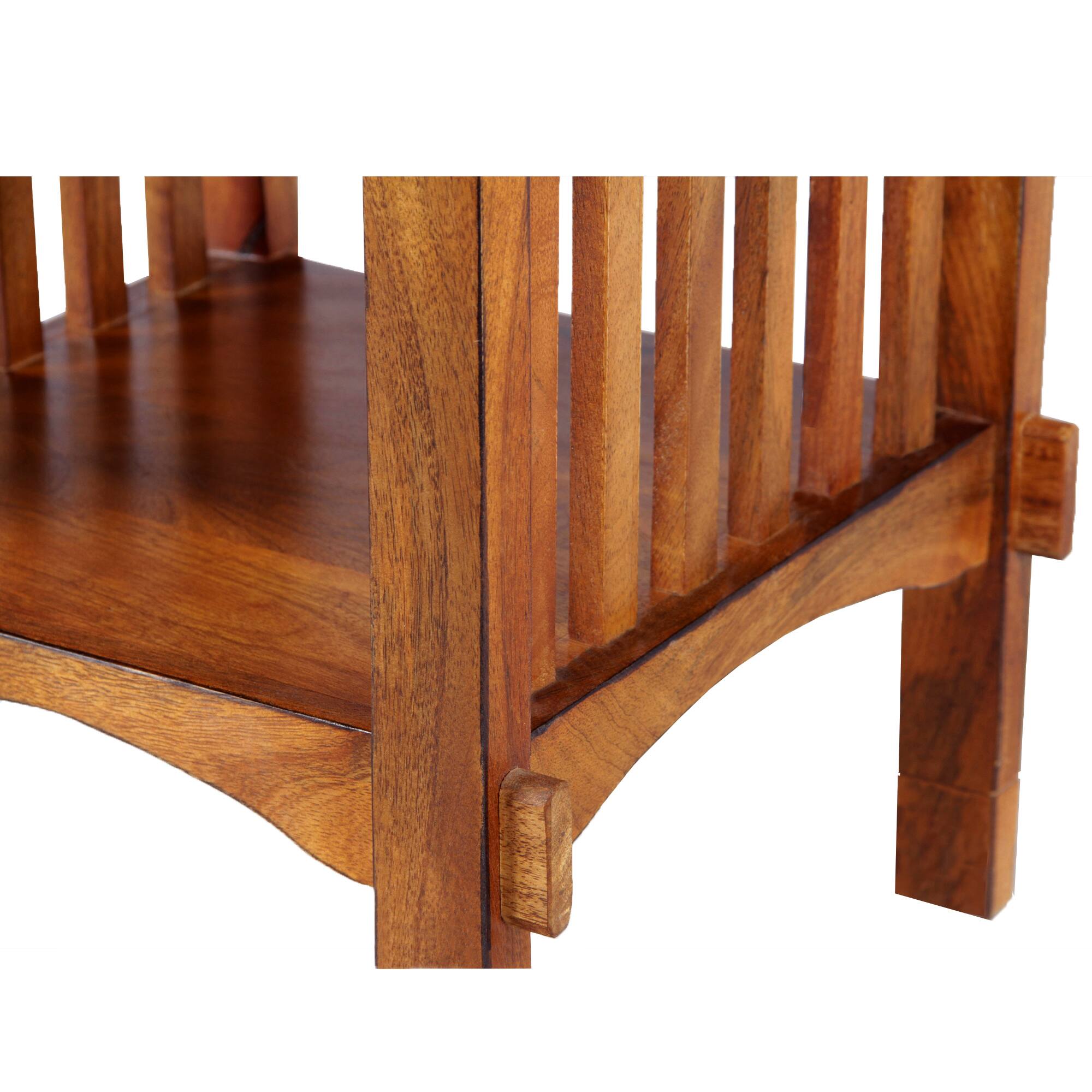 Alt View 3. Manhattan Lane - Spacious Mango Wood Telephone Stand with Slatted Side Panels - Brown.