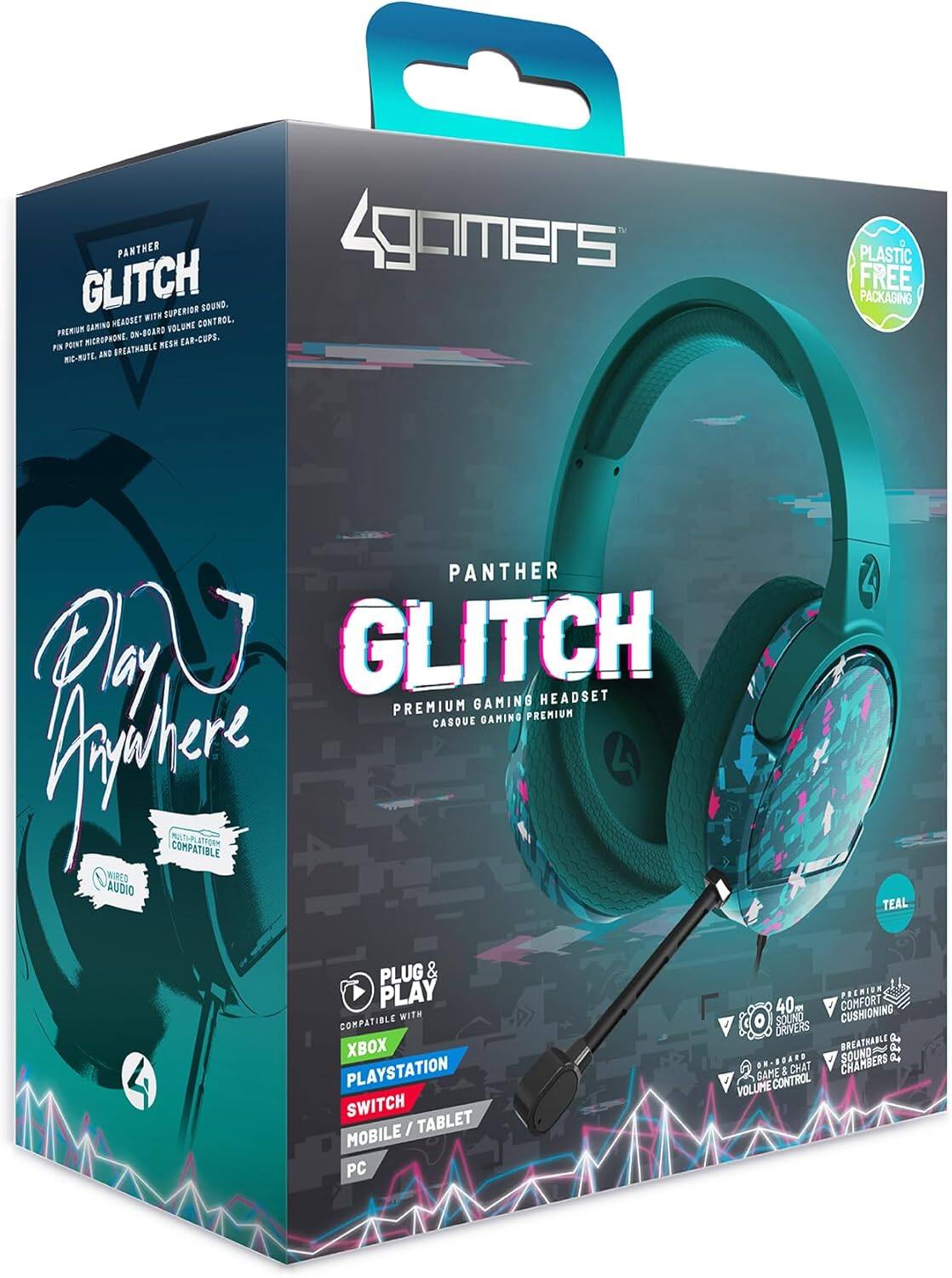 その他 PS4 4Gamers Panther Headset GLITCH PS4, PS5, Xbox One, Series S/X