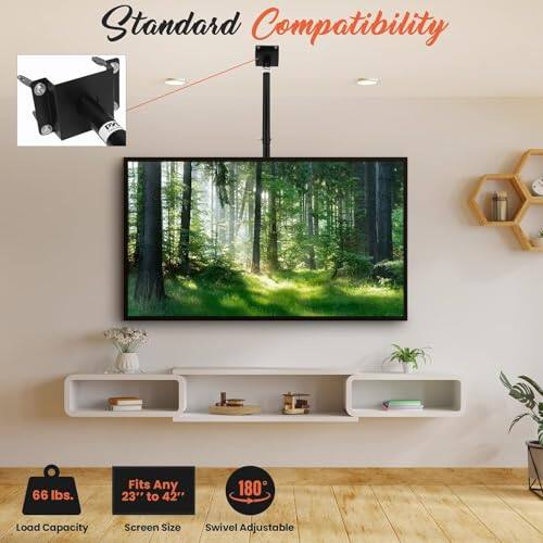 Standard Compatibility  
66 lbs. Load Capacity  
Fits Any 23" to 42" Screen Size  
180° Swivel Adjustable