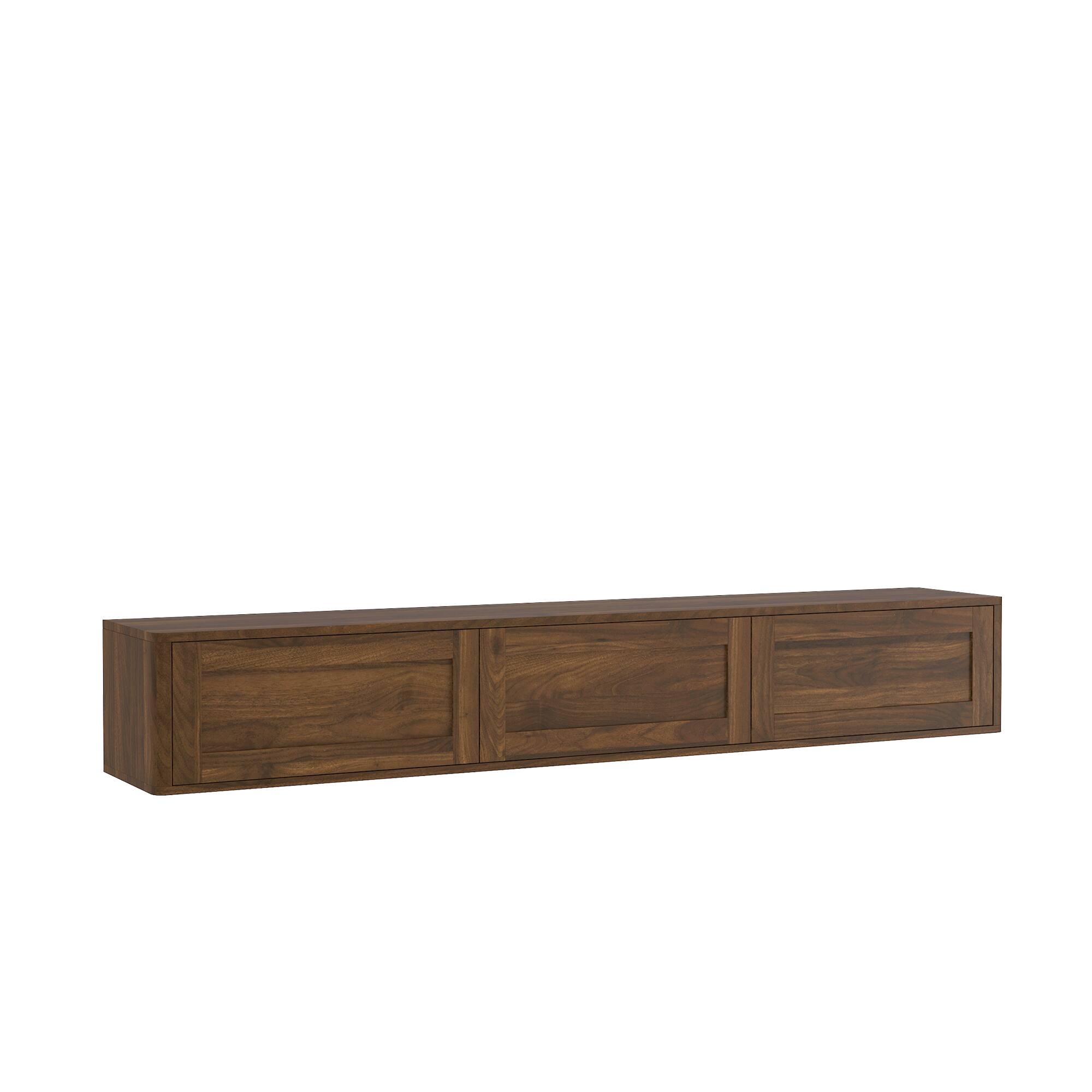 Alt View 3. Z-Edge - Floating TV Stand for TVs up to 75", Wall Mounted Media Console with Led Lights, Entertainment Center for Living Room - Brown.