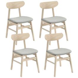 Gymax - 4PCS Dining Chair Fabric Upholstered Kitchen Armless Chairs w/Rubber Wood Legs - Yellow