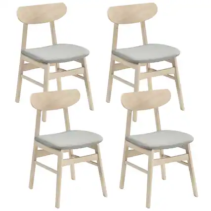 Front. Gymax - Gymax 4PCS Dining Chair Fabric Upholstered Kitchen Armless Chairs w/Rubber Wood Legs - Yellow.