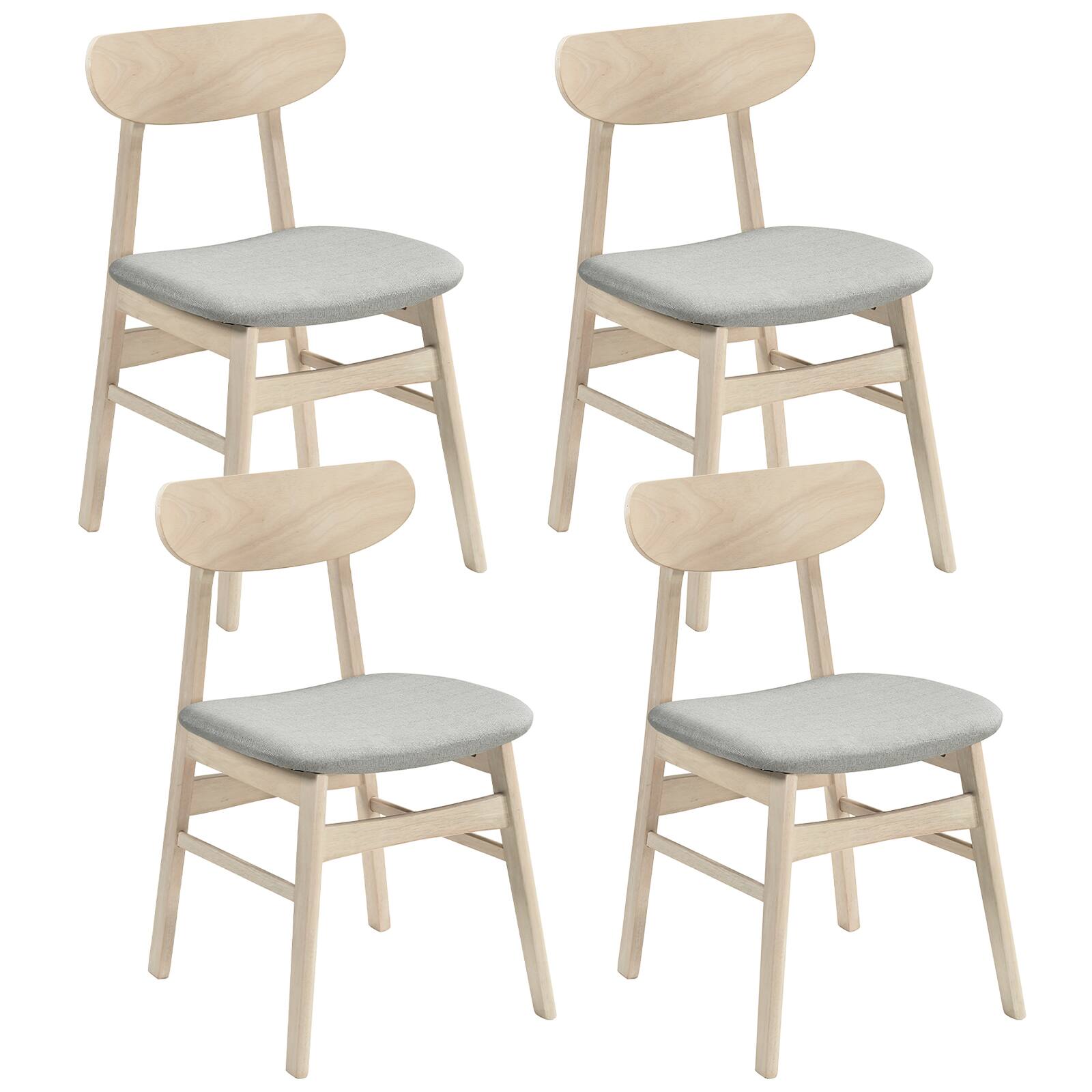 Front. Gymax - Gymax 4PCS Dining Chair Fabric Upholstered Kitchen Armless Chairs w/Rubber Wood Legs - Yellow.