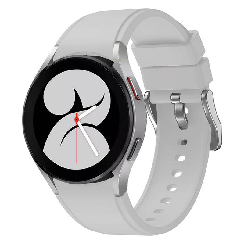 Front. StrapsCo - Active Band Silicone Rubber Watch Strap For Samsung Galaxy Watch 7 - Soft Grey.