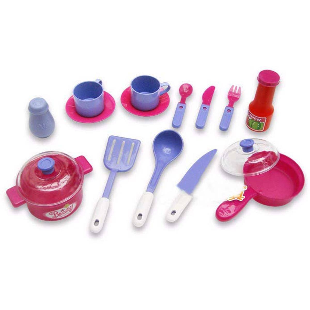 Left. JuzToys - 24" Deluxe Kitchen Appliance Cooking Play Set, Portable Toy Kitchen for A Little Chef , Pretend Playset Toys, Pink - Pink.