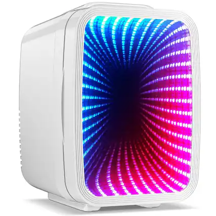 Front. BEICHEN - 4L Mini Fridge Adjustable LED Lighting Dual Temperature Operation Bedroom Office Game Room - White.