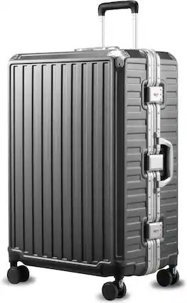 Front. LUGGEX - LUGGEX 28 Inch Aluminum Frame Zipperless Polycarbonate Spinner Hard Shell Suitcase - ZX-Core - Black.