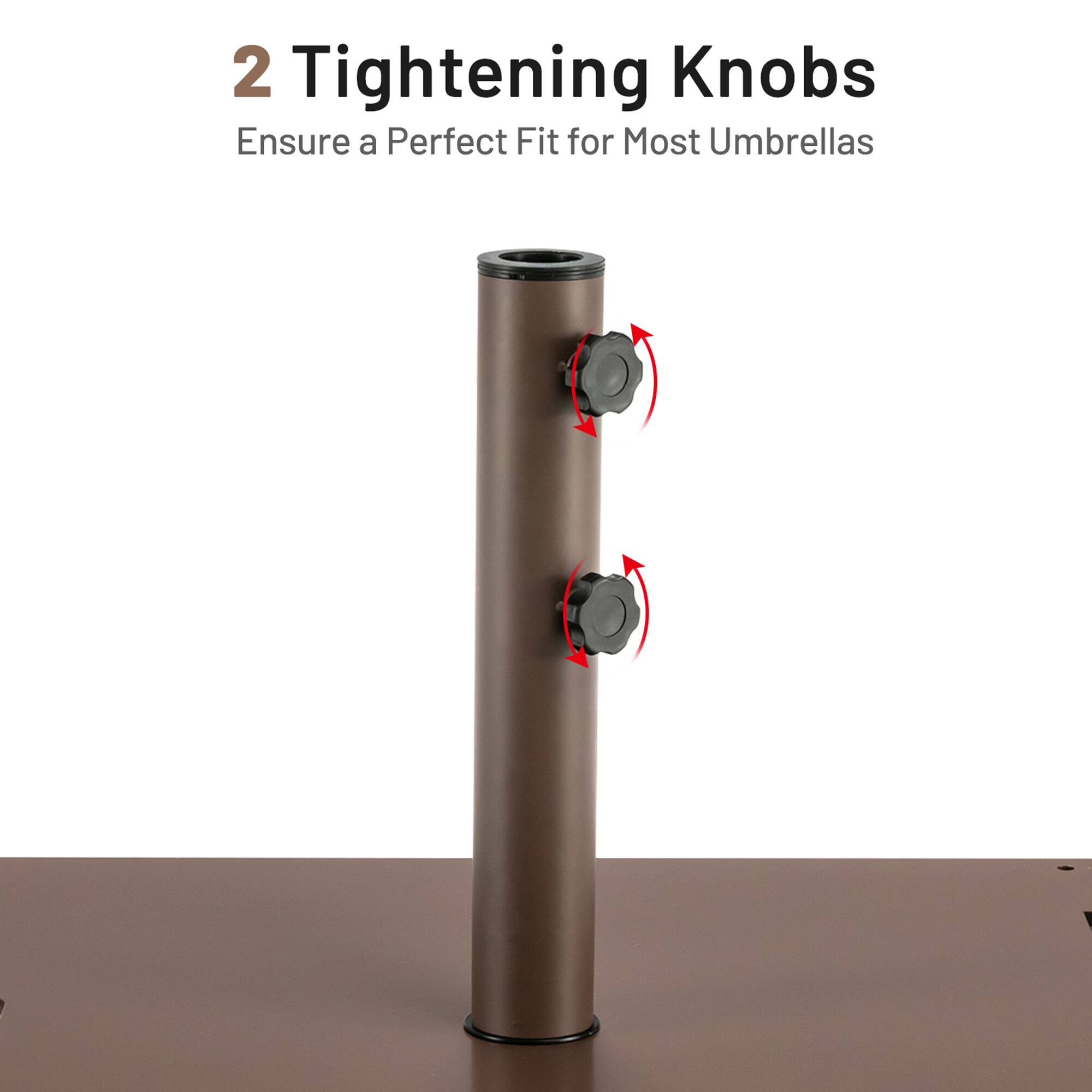 2 Tightening Knobs  
Ensure a Perfect Fit for Most Umbrellas
