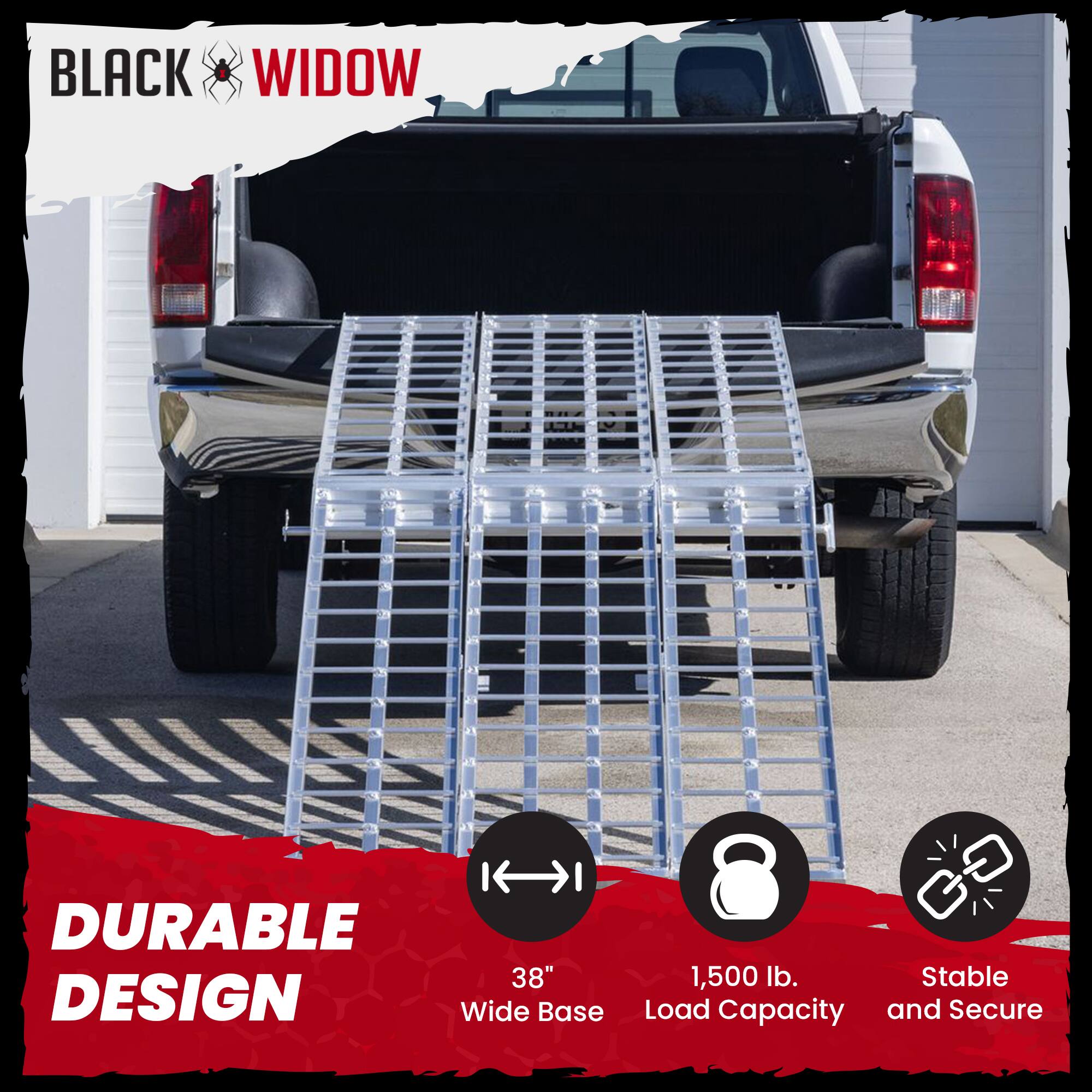 BLACK WIDOW

DURABLE 38" DESIGN Wide Base

DE 1,500 lb. Stable Load Capacity and Secure