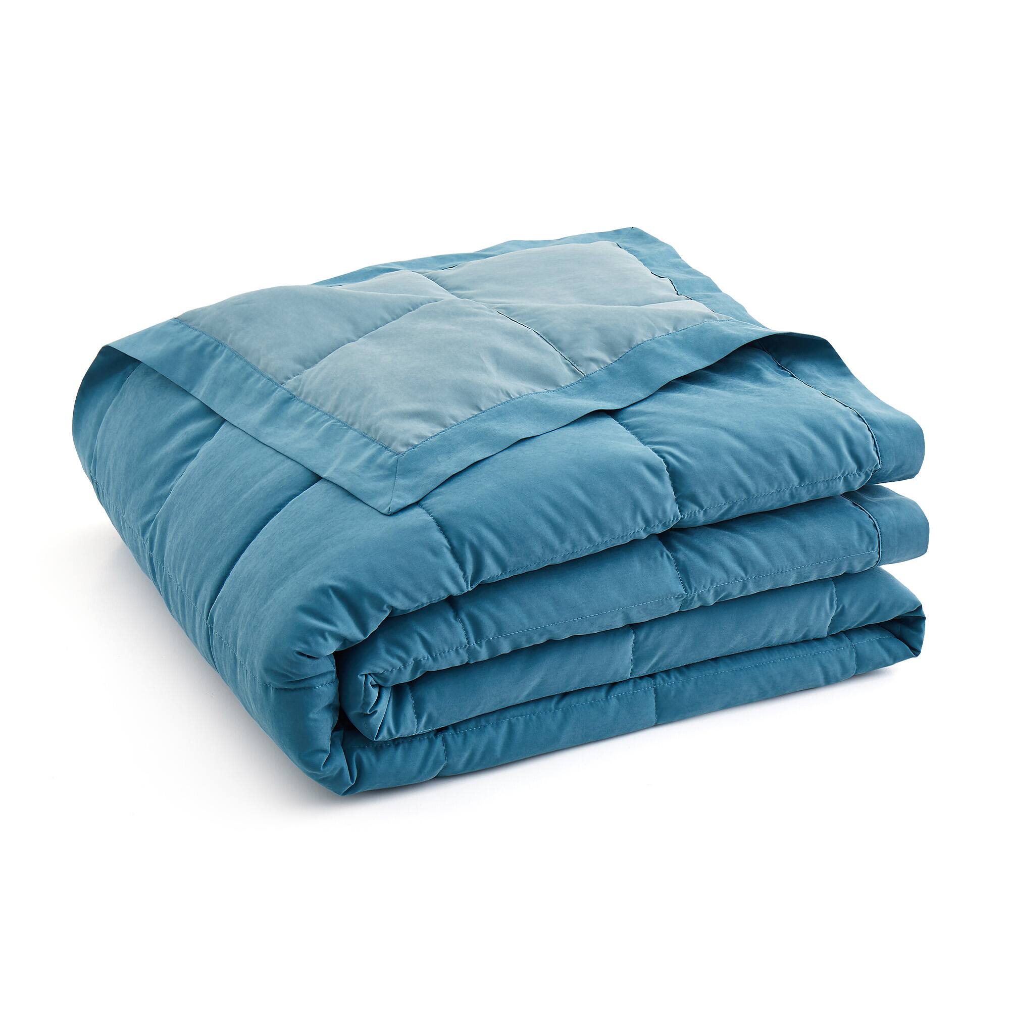 Alt View 1. Peace Nest - Peace Nest Oversized Reversible Microfiber Bedding Blanket, Lightweight Soft with Satin Trim, Dark/Light Blue, 108x90" - Dark Blue/Light Blue.