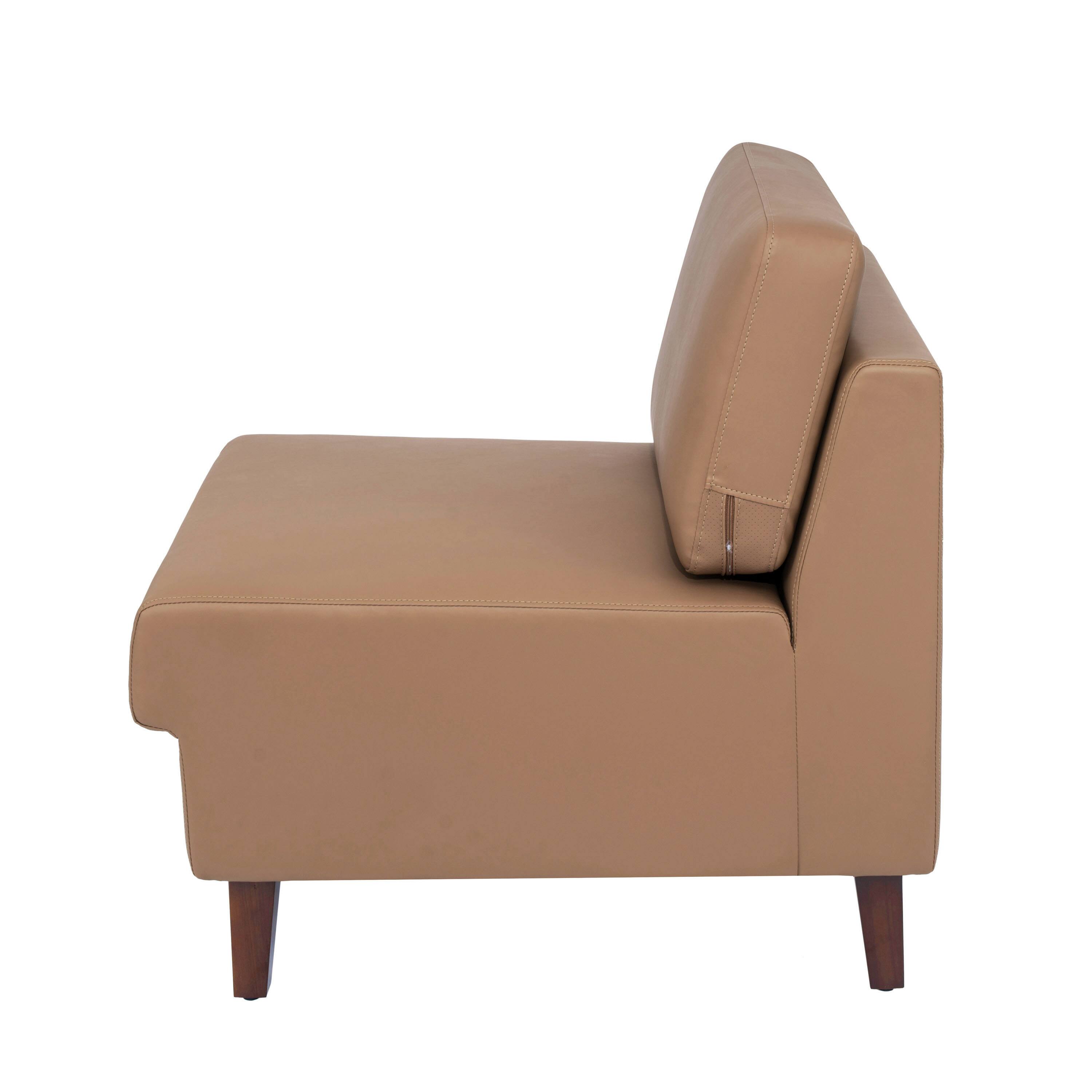 Left. Flash Furniture - HERCULES Artemis Cognac LeatherSoft Middle Reception Chair with Wooden Walnut Legs with Adjustable Floor Glides - Brown.