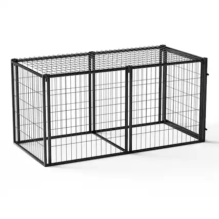 Front. Runesay - Black 63in Large Indoor Dog Pet Cage Dog Kennel for Medium Dogs Puppy Dog Playpen with Top.
