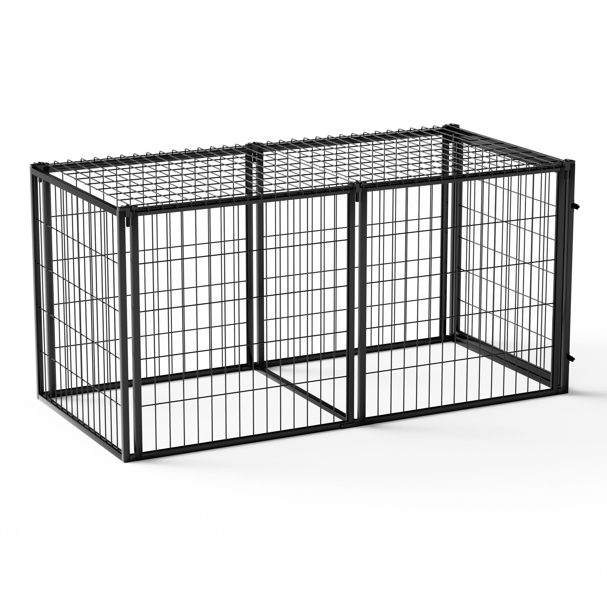 Angle. Dexmalle - Dexmalle-63" Dog Kennel for Small Medium Dogs-Iron,Black.