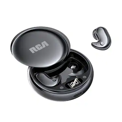 Front. RCA - Wave-80 True Wireless Earbuds, 20H Playtime, Hi-Res Audio, Big Bass - Black.