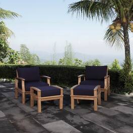 Marina 4 Piece Outdoor Patio Teak Set by Modway - Natural Navy