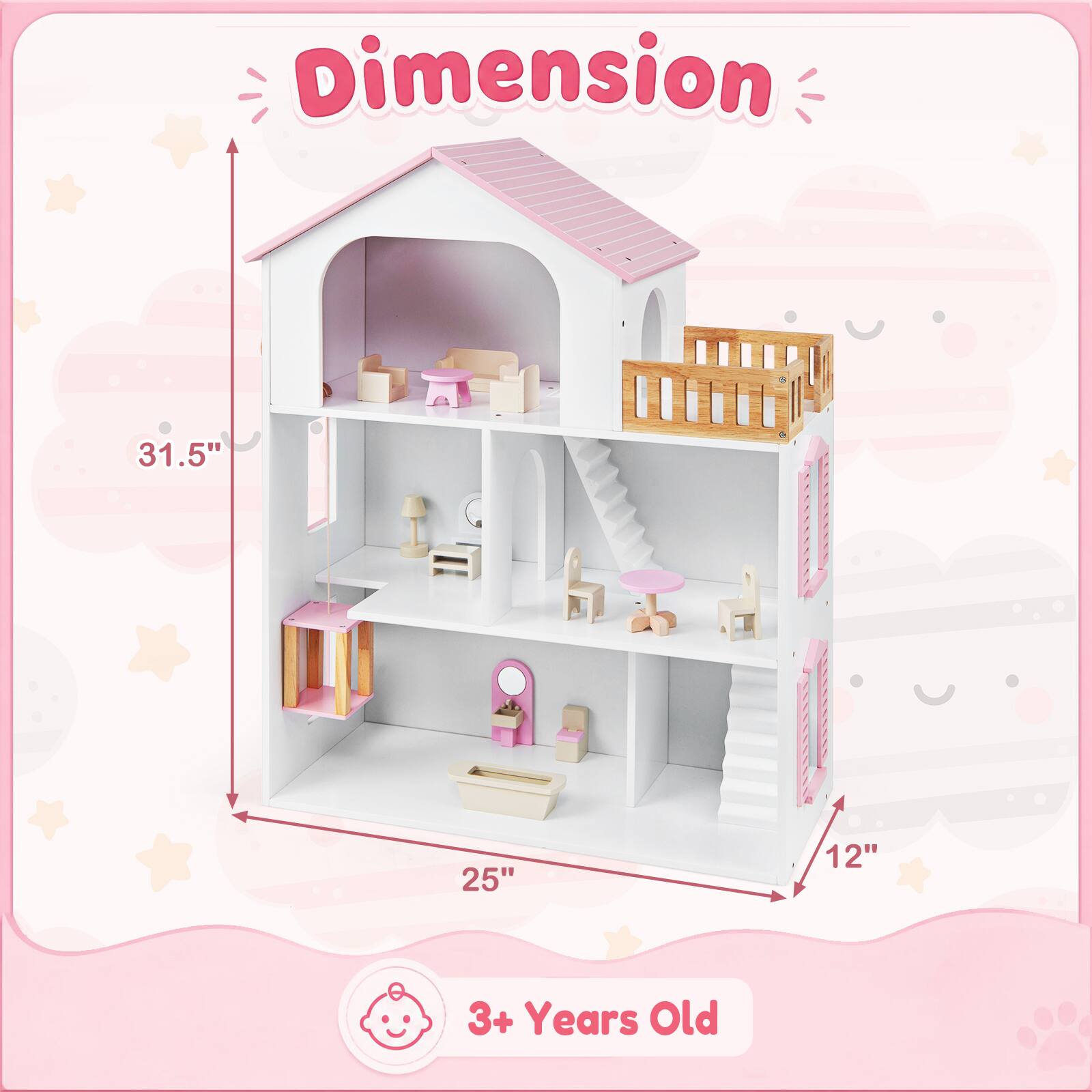 Dimension  
31.5"  
25"  
12"  
3+ Years Old