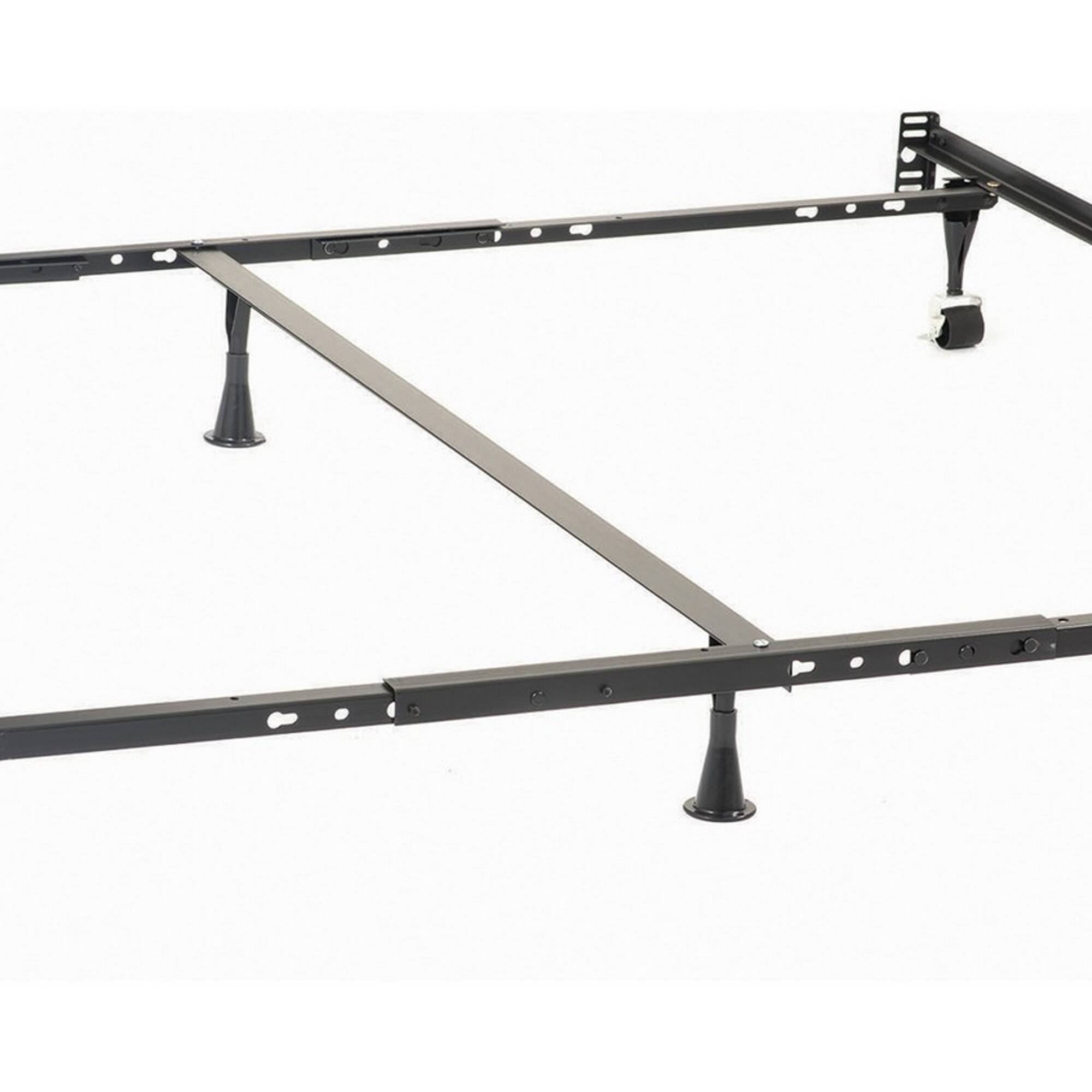 Alt View 1. Manhattan Lane - Akz Multisize Bed Frame for Q, K, CK, Six Metal Legs, Rolling Caster Wheels - Black.