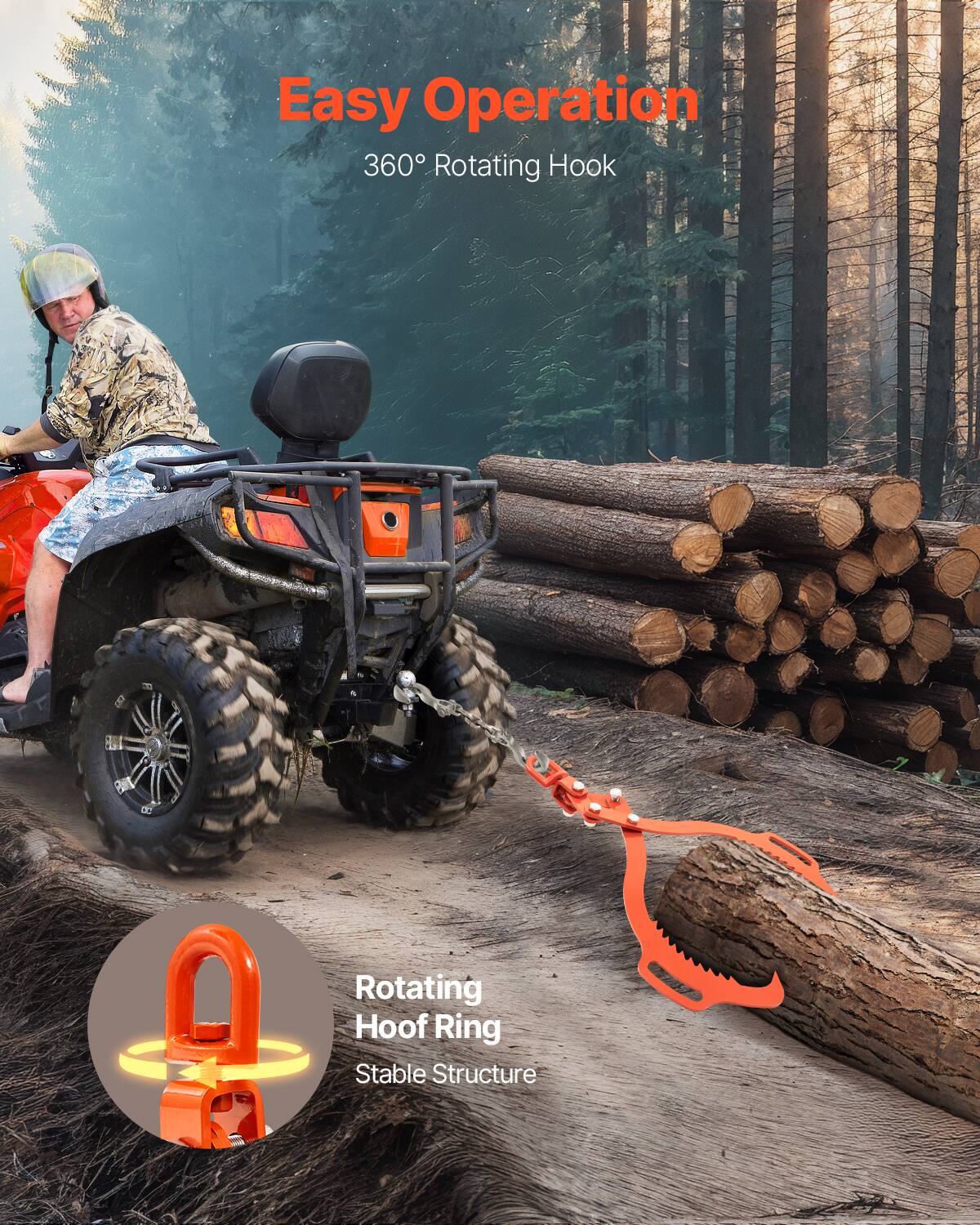 Easy Operation  
360° Rotating Hook  
Rotating Hoof Ring  
Stable Structure