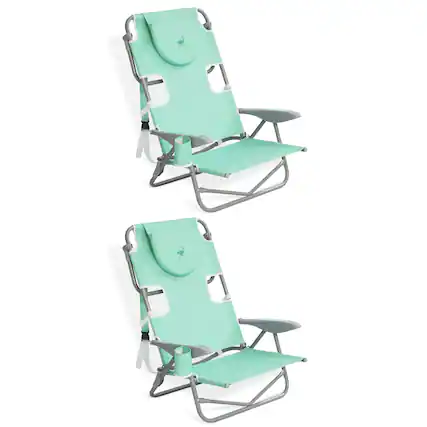 Front. Ostrich - Ostrich On Your Back Folding Reclining Outdoor Camping Lawn Chair, Teal (2 Pack) - Teal.