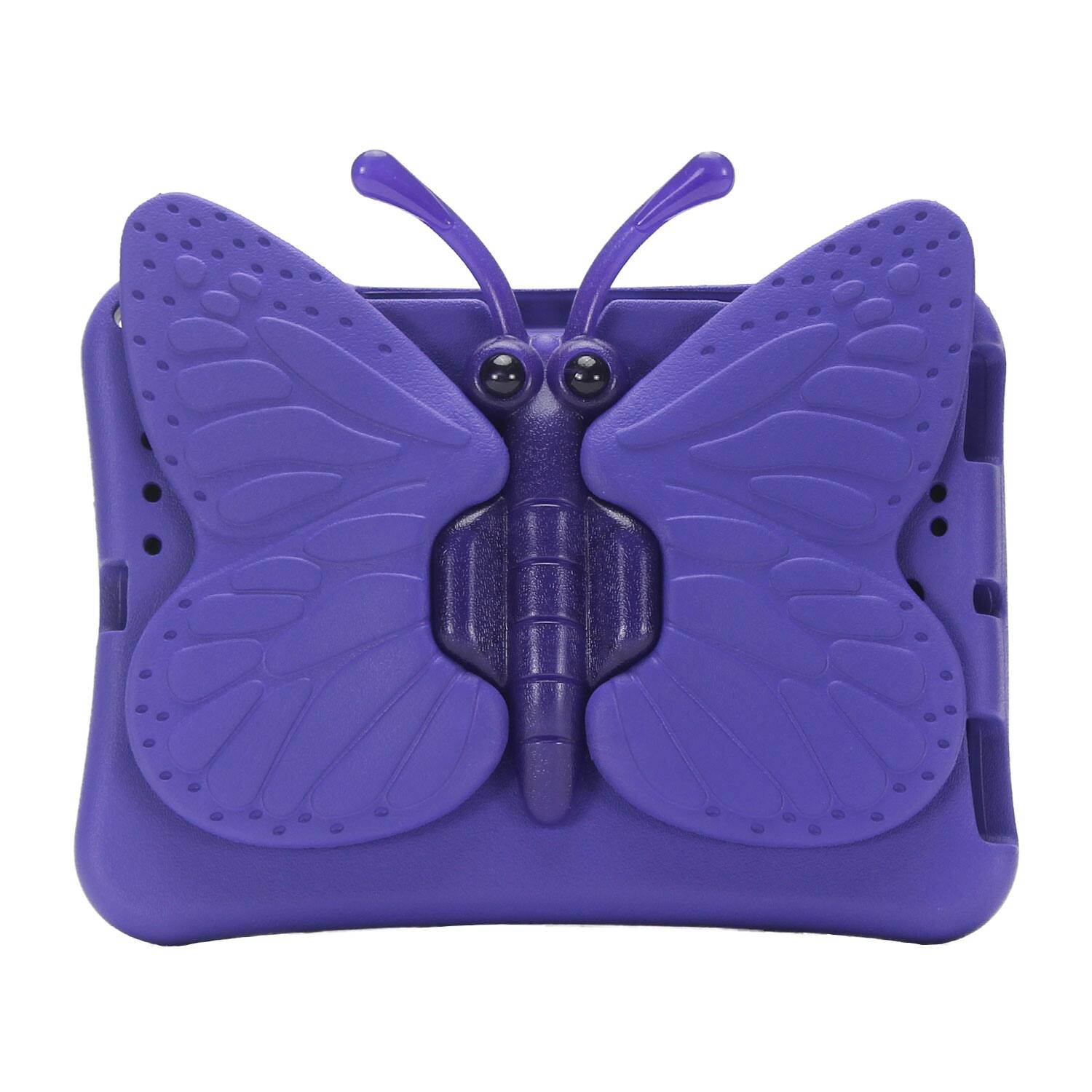 Angle. Dteck - Kids Butterfly Case for Apple iPad mini (A17 Pro) 2024 & iPad mini 6th/5th/4th Gen,3D Cartoon EVA Shockproof Stand Cover - Purple.