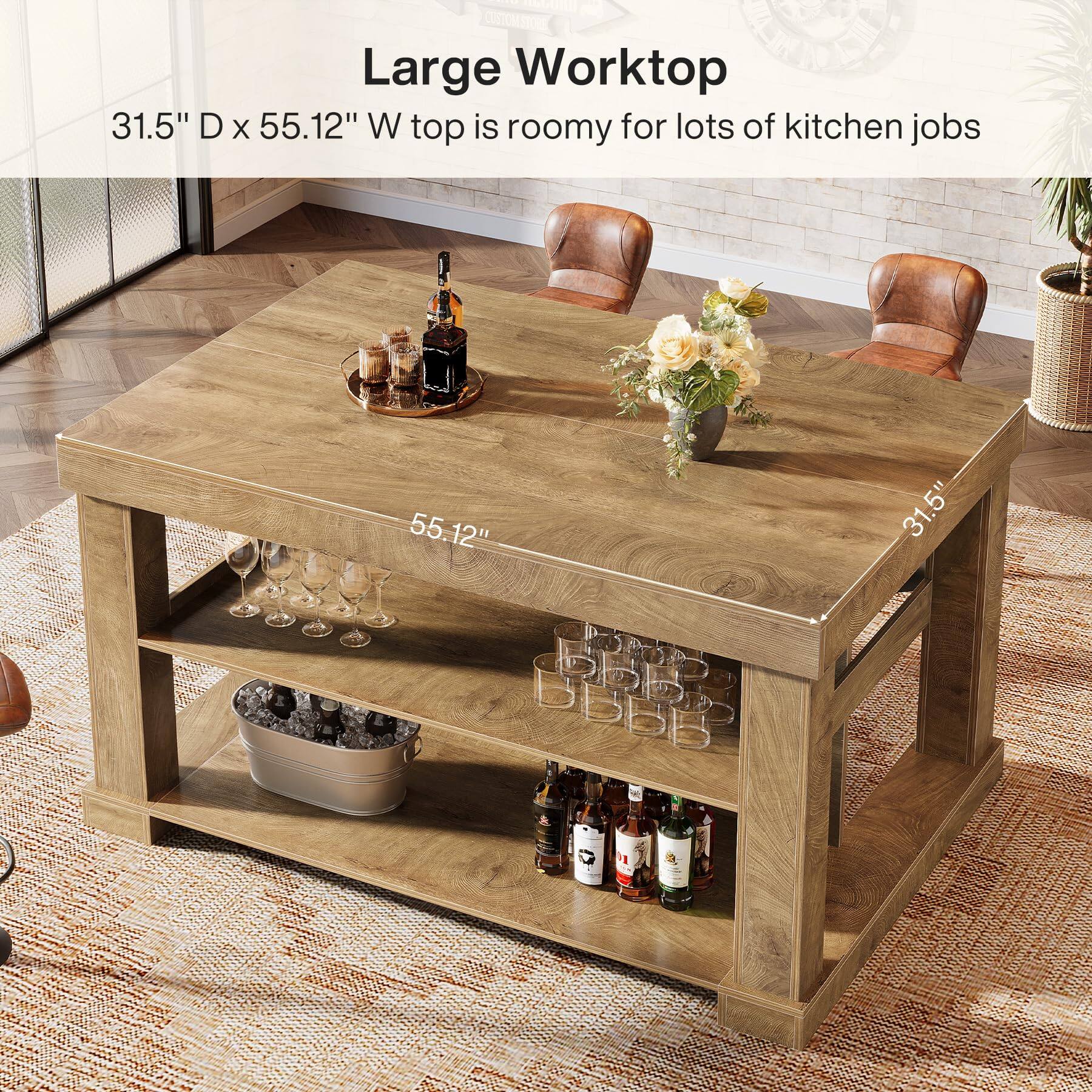 GORD CUSTOM STORE  
Large Worktop  
31.5" D x 55.12" W top is roomy for lots of kitchen jobs  
55.12"  
31.5"