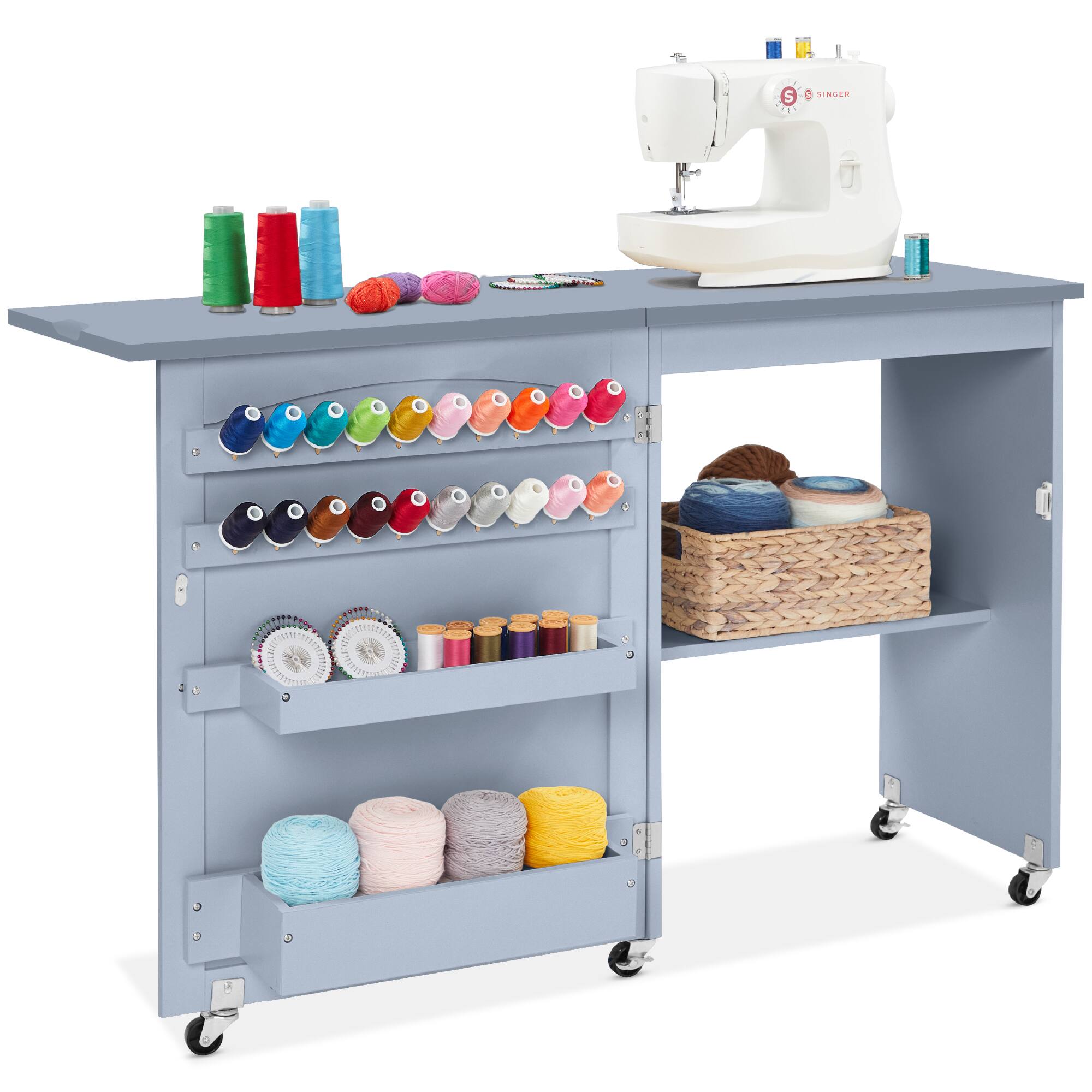 Best Choice Products - Sewing Machine Table & Desk w/ Craft Storage and Trays - Light Blue price history on PriceWatchPro