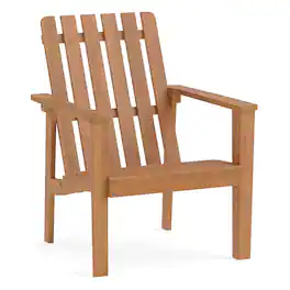 Gymax - Adirondack Chair Acacia Wood Outdoor Patio Chair w/ Slatted Backrest & Seat - Yellow