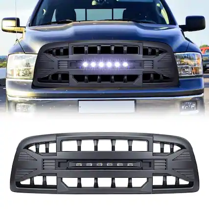 Front. AMERICAN MODIFIED - AMERICAN MODIFIED Armor Grille for 2009 to 2012 Dodge Ram 1500, Matte Black - Matte Black.