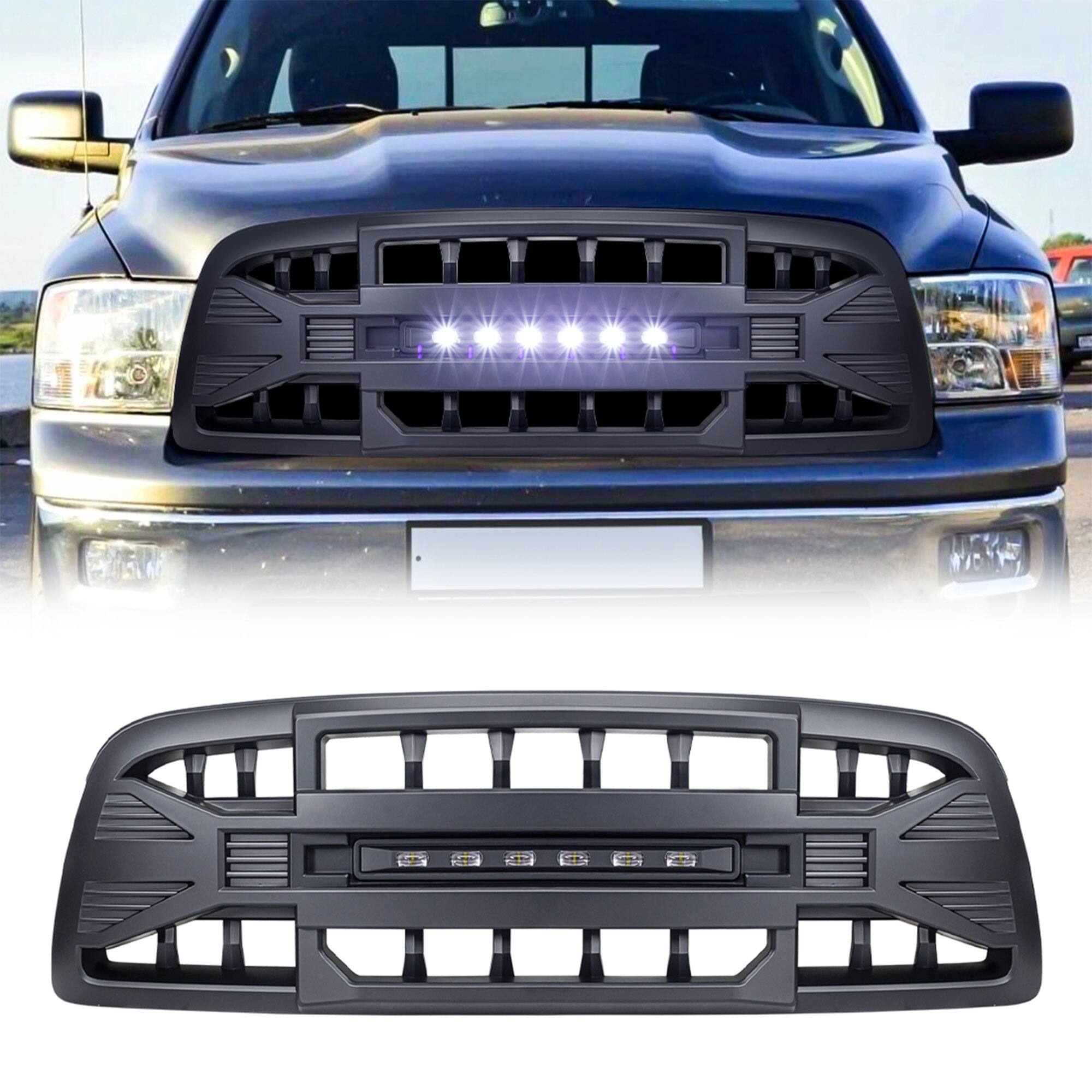 Front. AMERICAN MODIFIED - AMERICAN MODIFIED Armor Grille for 2009 to 2012 Dodge Ram 1500, Matte Black - Matte Black.