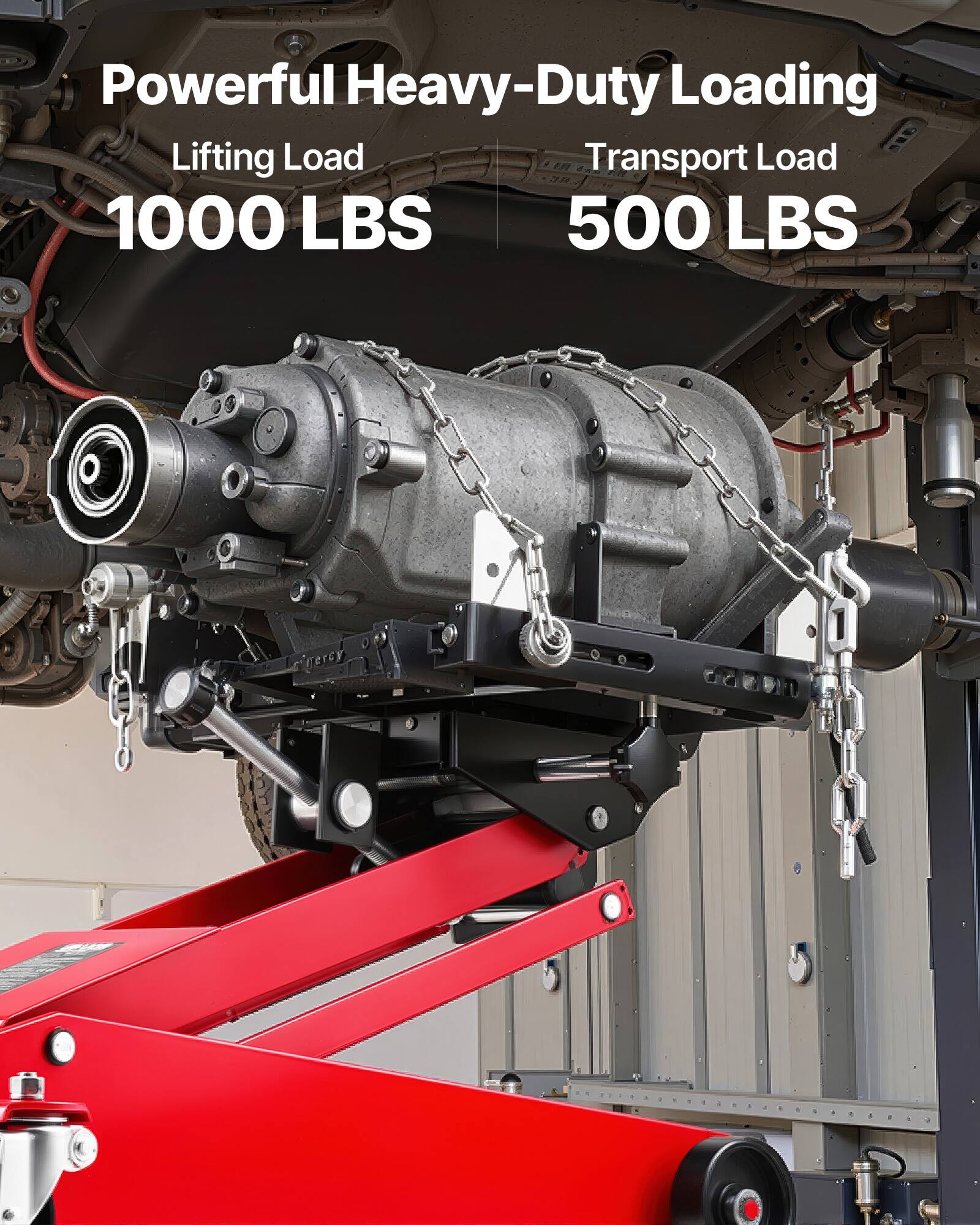 Powerful Heavy-Duty Loading  
Lifting Load 1000 LBS  
Transport Load 500 LBS