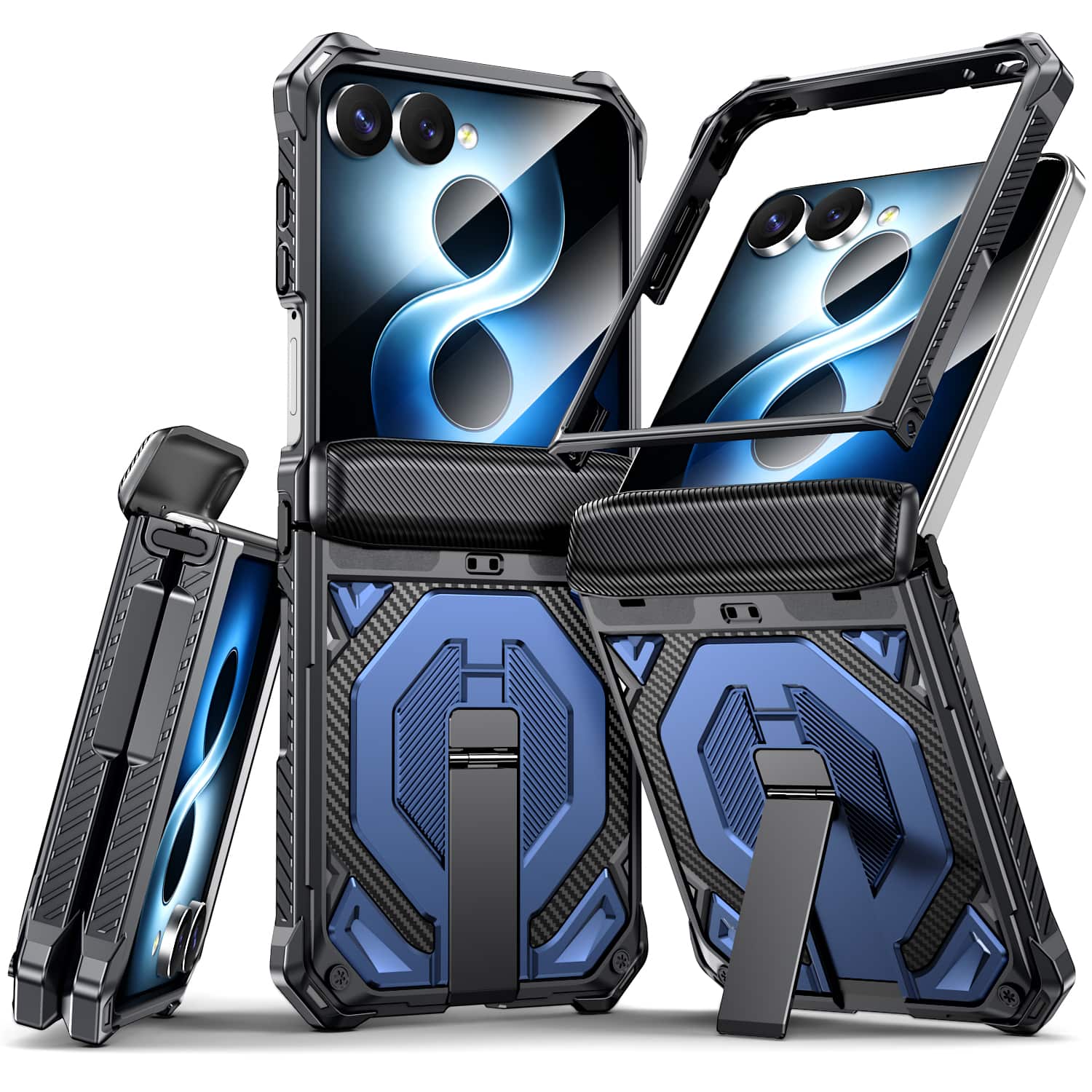 Dteck - Heavy Duty Rugged Magnetic Case For Samsung Galaxy Z Flip 7, Foldable Kickstand Shockproof Hinge Protection Cover - Blue price history on PriceWatchPro
