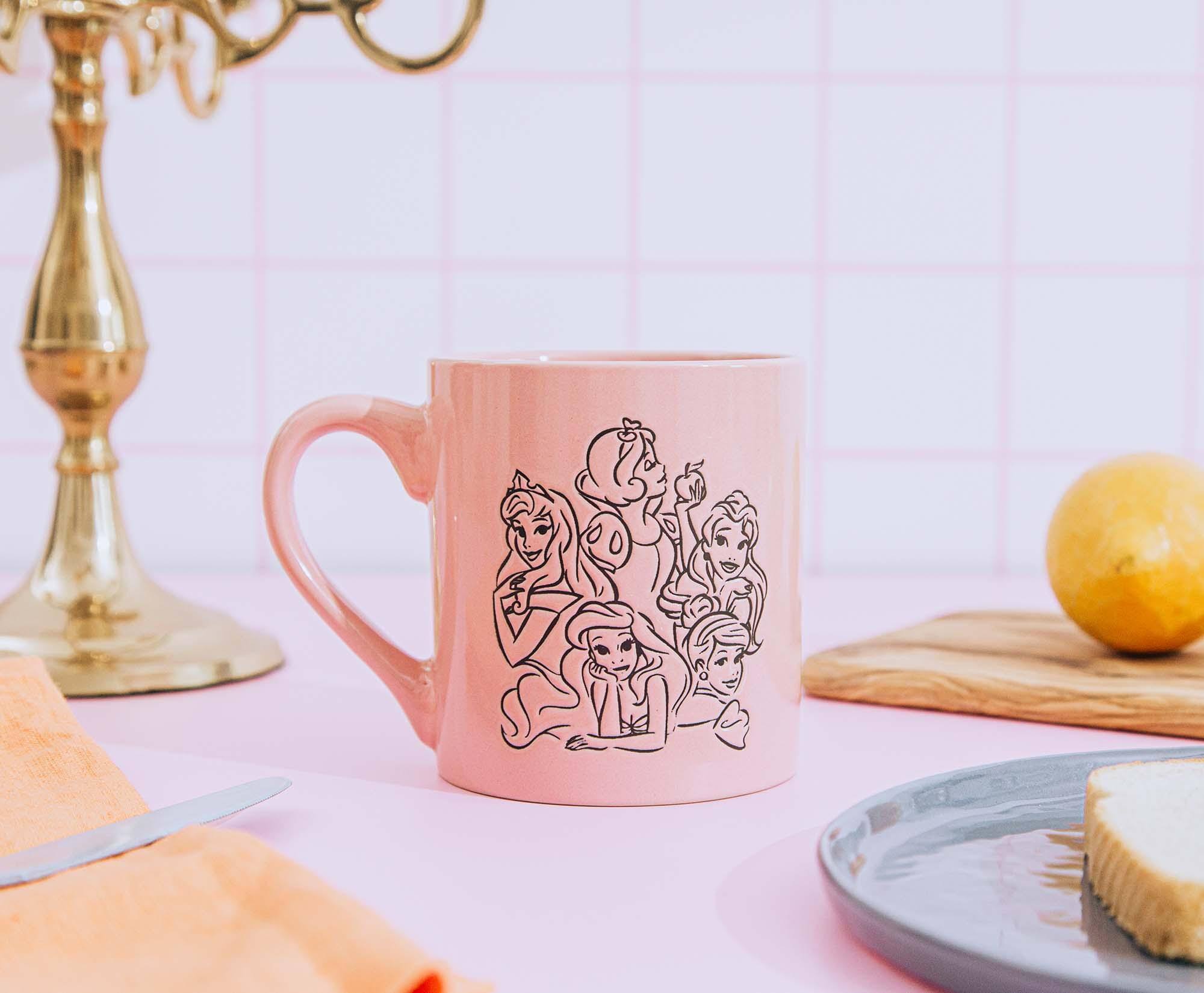 Alt View 10. Silver Buffalo - Disney Princess Pink Wax-Resist Ceramic Mug | Holds 14 Ounces - Pink.