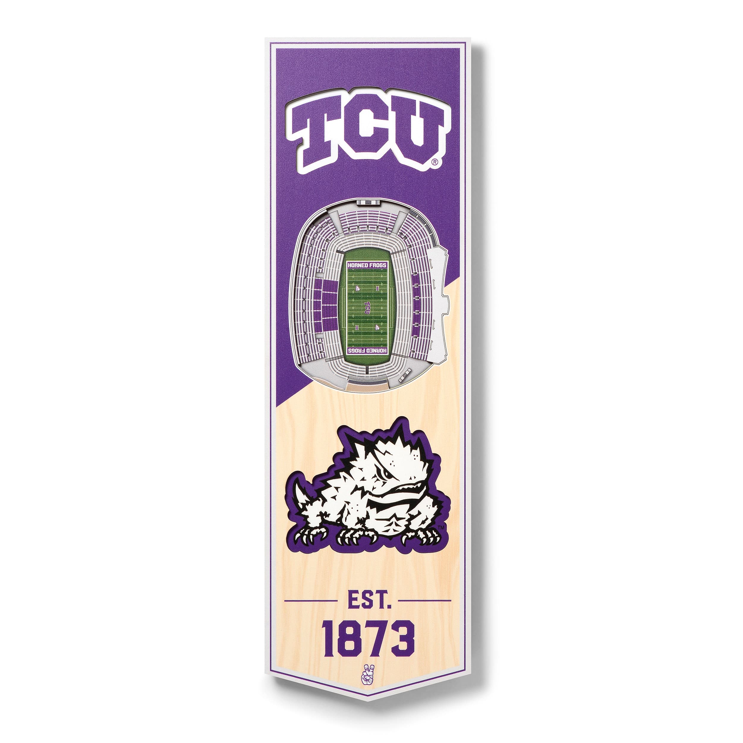 YouTheFan - TCU Horned Frogs 6'' x 19'' 3D StadiumView Banner - Multicolor